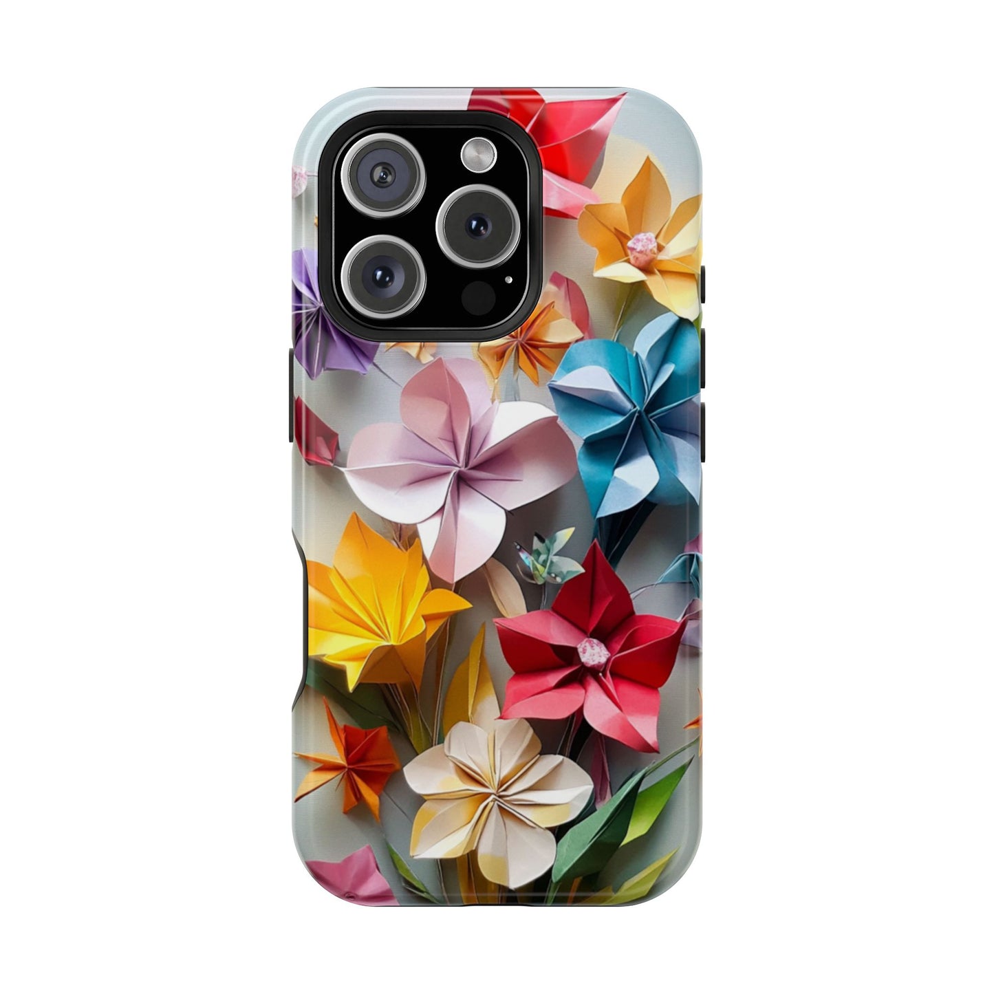 Flower Oragami Effect Magnetic Tough Case, MagSafe, iPhone 16 15 14 13