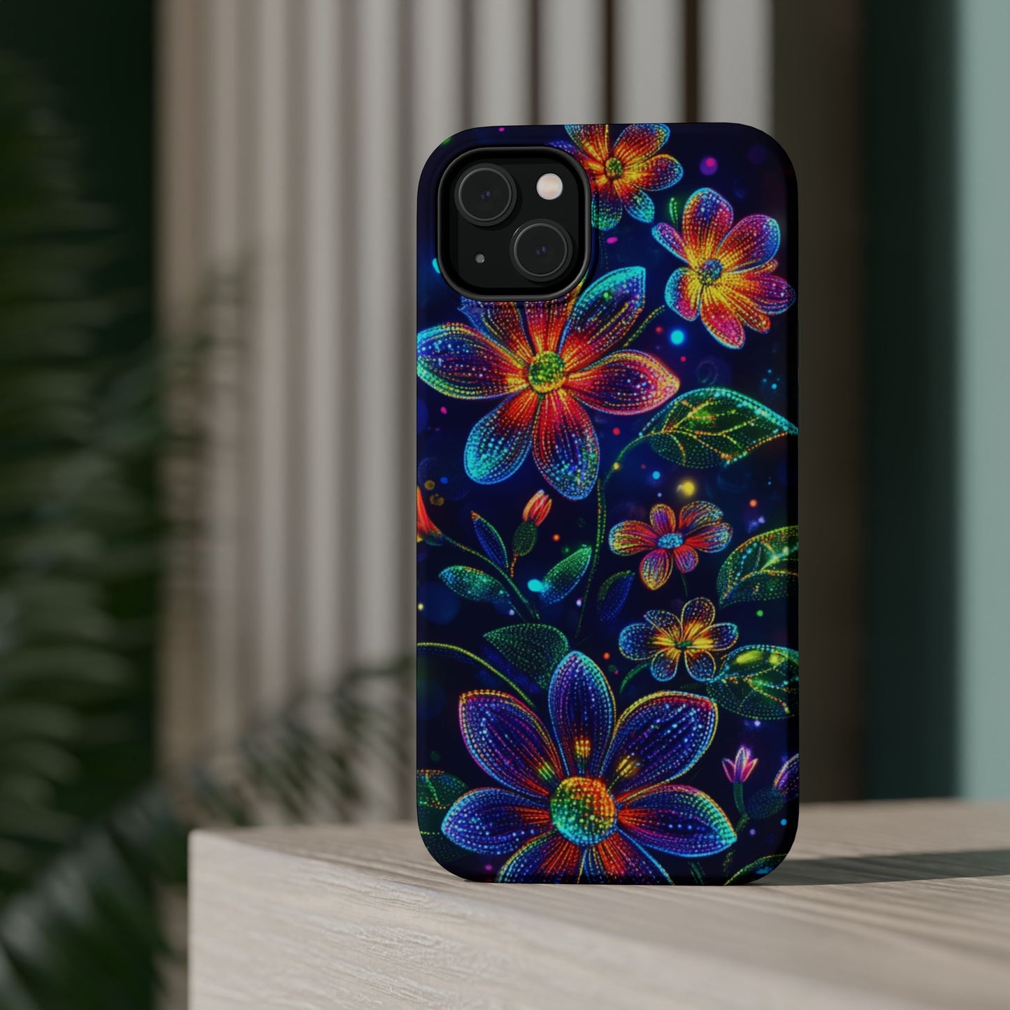 Flower Brite Lite Effect Magnetic Tough Cases, MagSafe, iPhone 16 15 14 13