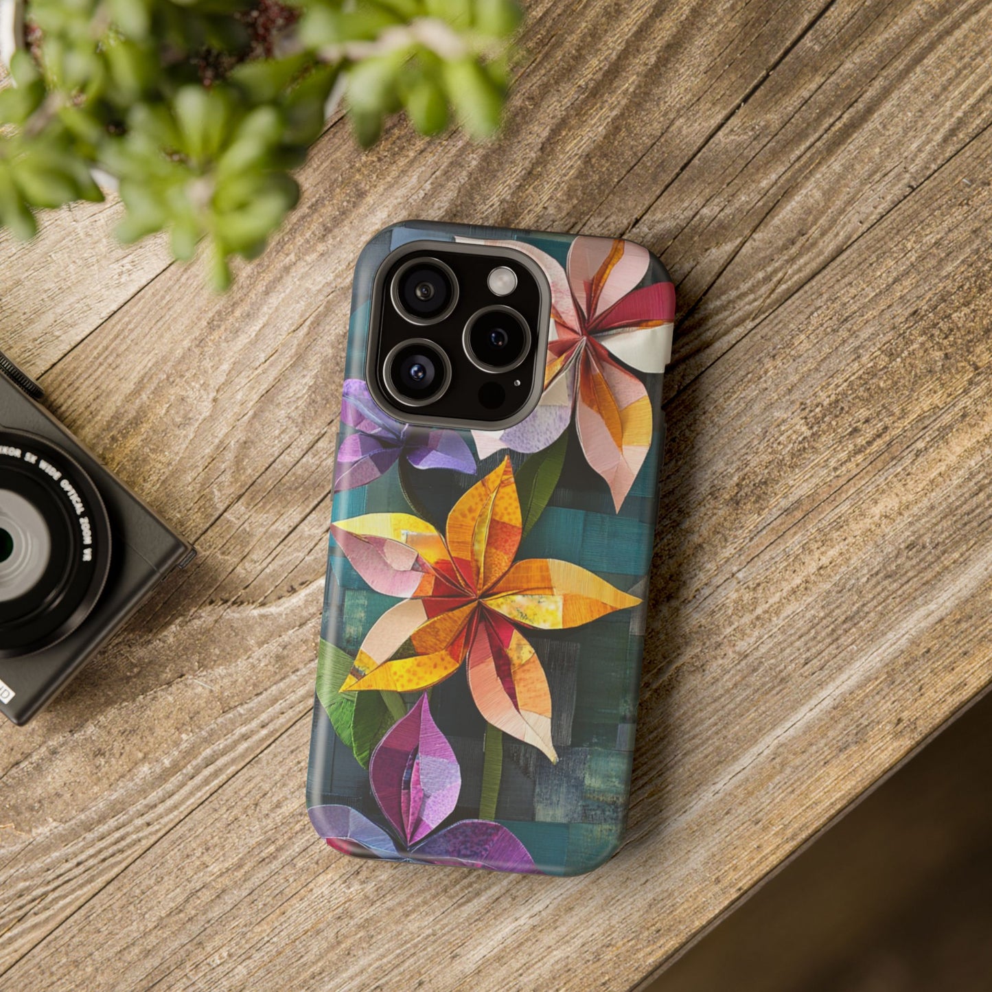 Bright Artistic Flower Magnetic Tough Cases, MagSafe, iPhone 16 15 14 13