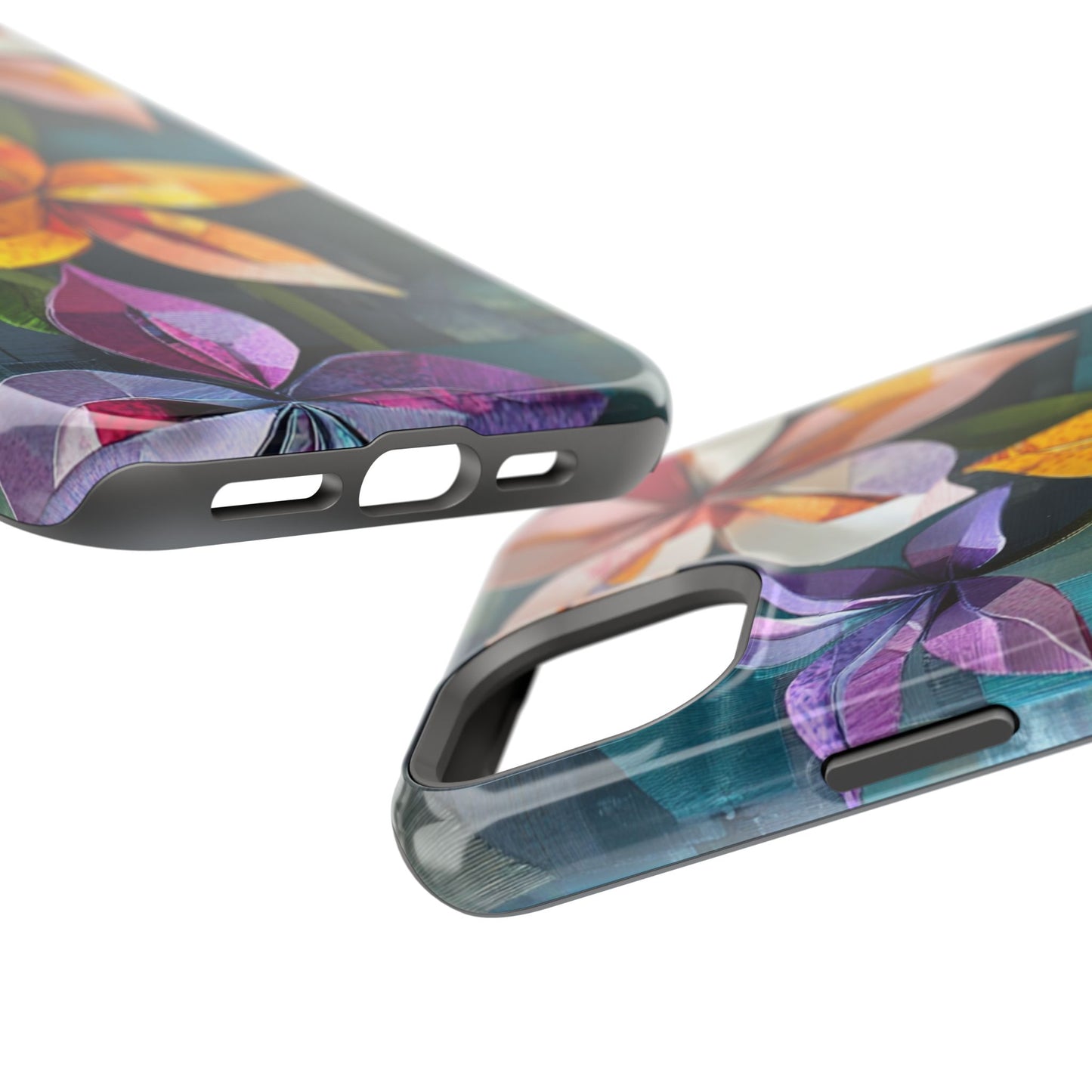 Bright Artistic Flower Magnetic Tough Cases, MagSafe, iPhone 16 15 14 13