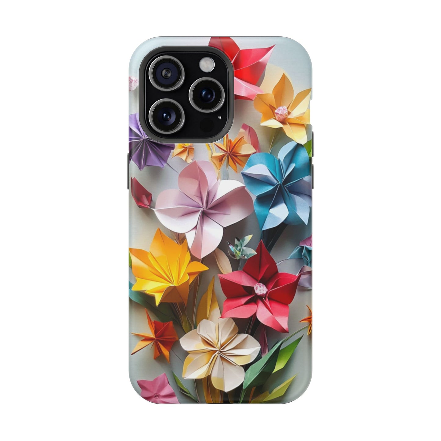 Flower Oragami Effect Magnetic Tough Case, MagSafe, iPhone 16 15 14 13