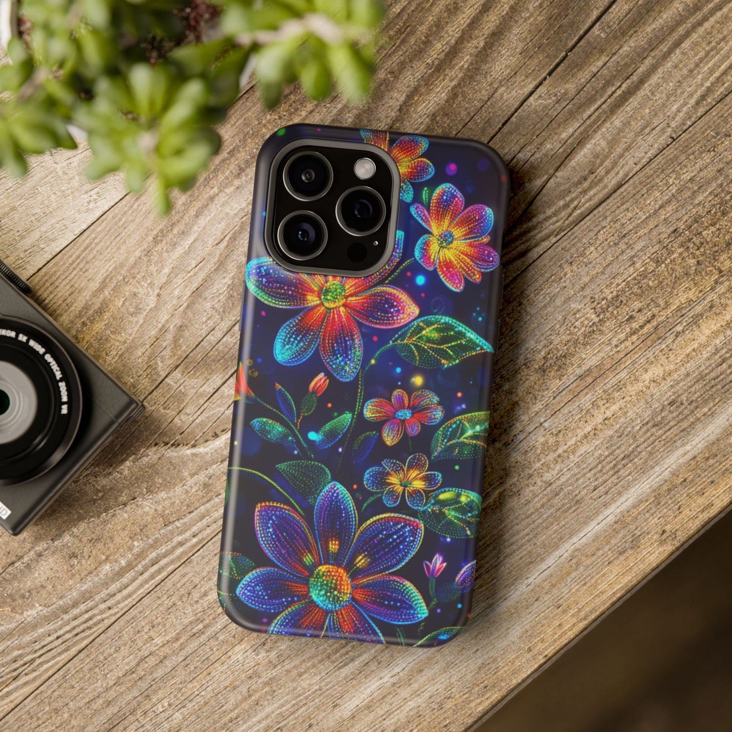 Flower Brite Lite Effect Magnetic Tough Cases, MagSafe, iPhone 16 15 14 13