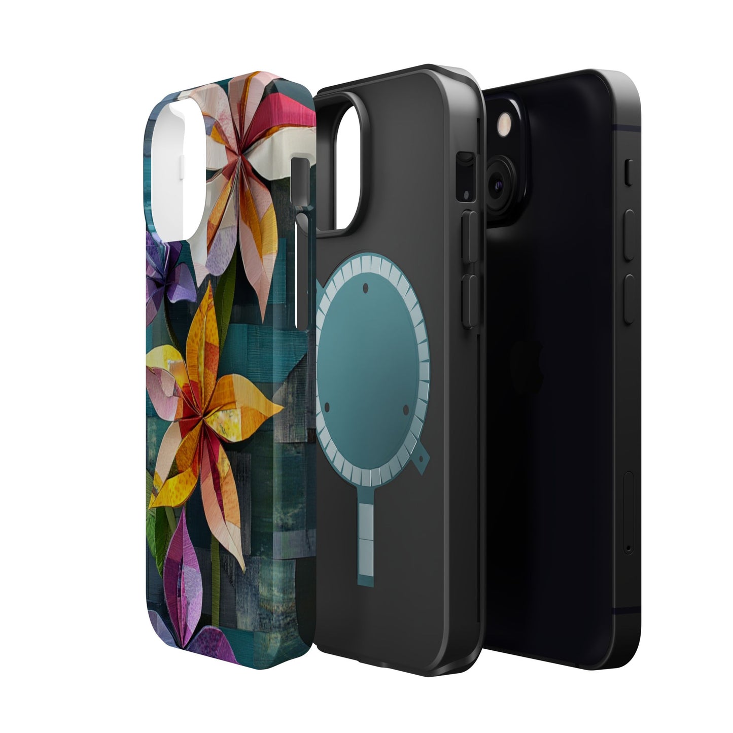 Bright Artistic Flower Magnetic Tough Cases, MagSafe, iPhone 16 15 14 13