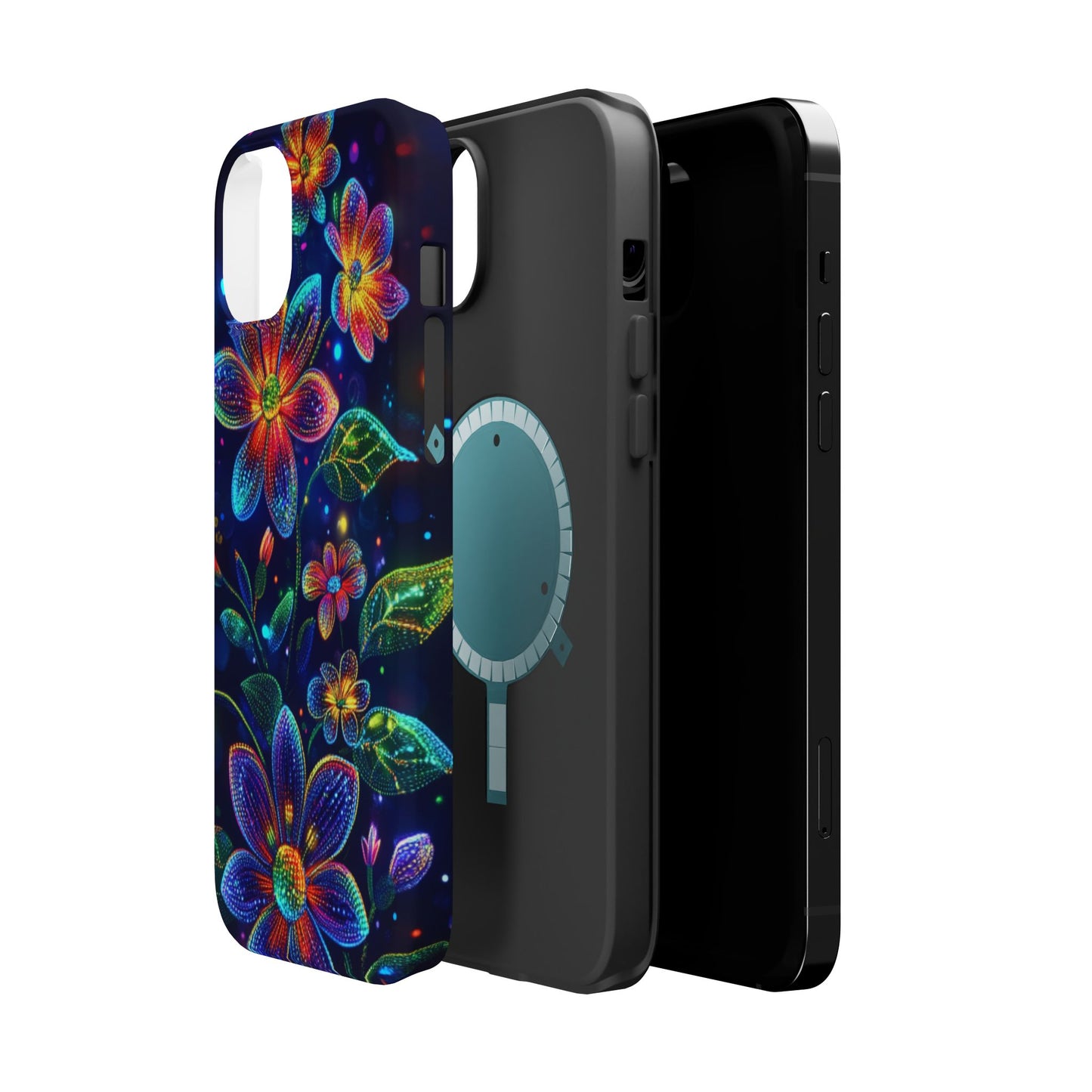 Flower Brite Lite Effect Magnetic Tough Cases, MagSafe, iPhone 16 15 14 13