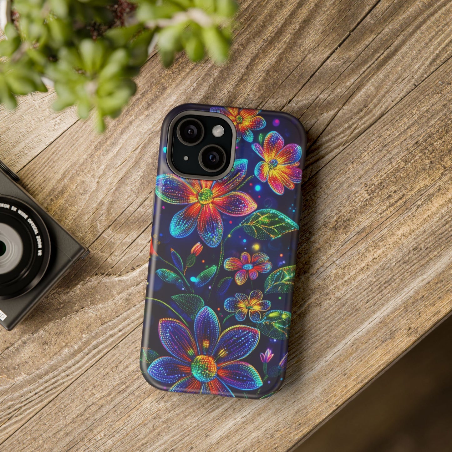 Flower Brite Lite Effect Magnetic Tough Cases, MagSafe, iPhone 16 15 14 13