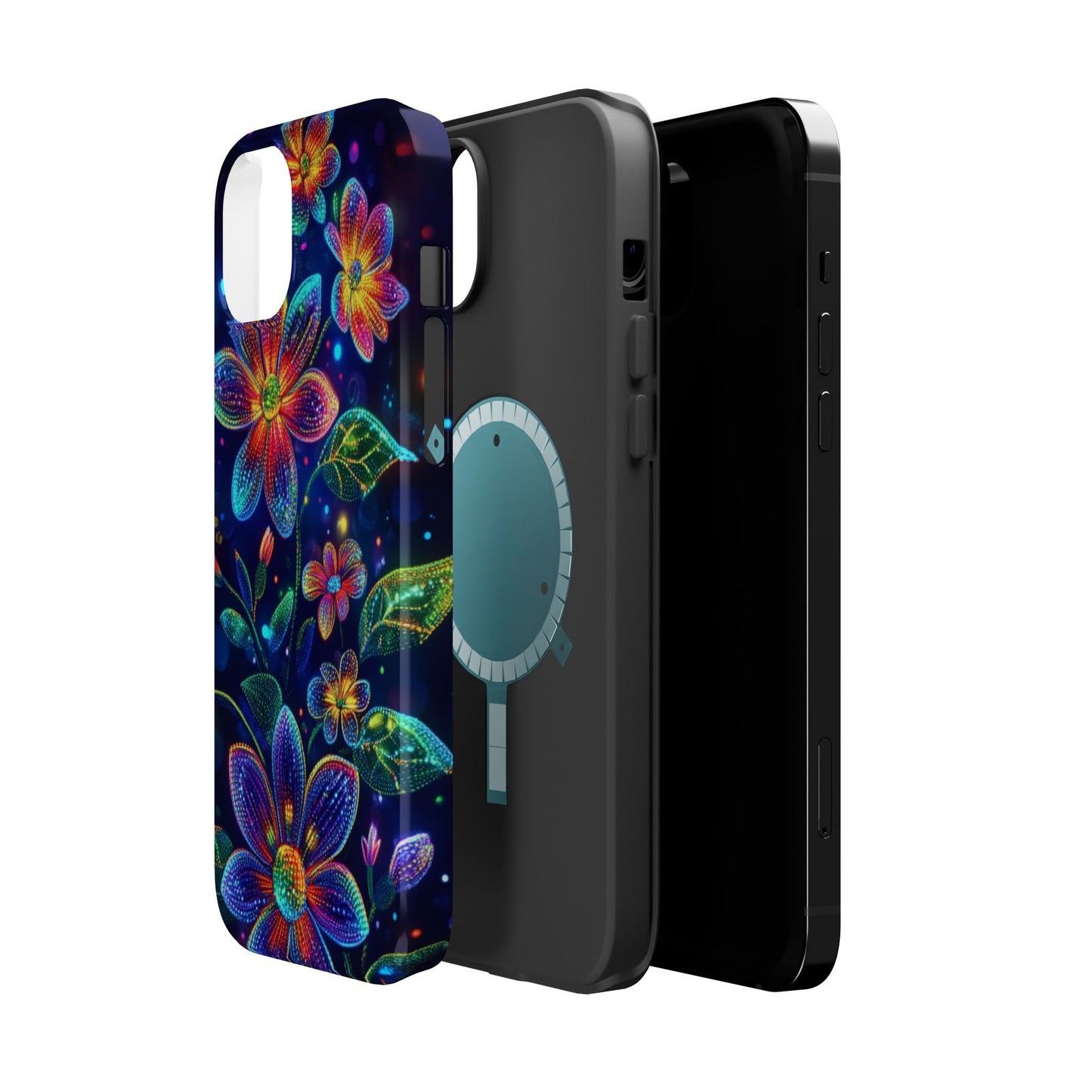 Flower Brite Lite Effect Magnetic Tough Cases, MagSafe, iPhone 16 15 14 13