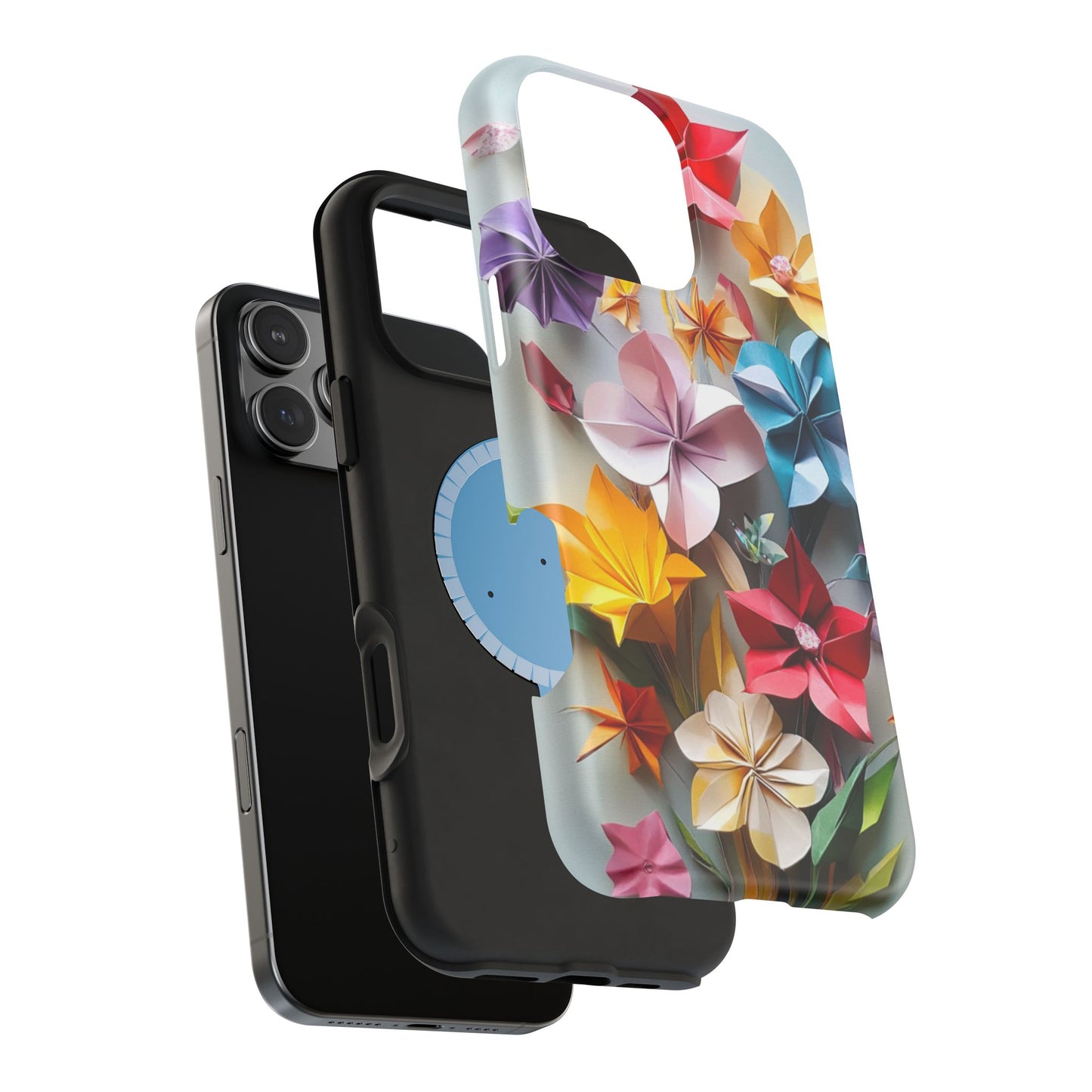 Flower Oragami Effect Magnetic Tough Case, MagSafe, iPhone 16 15 14 13