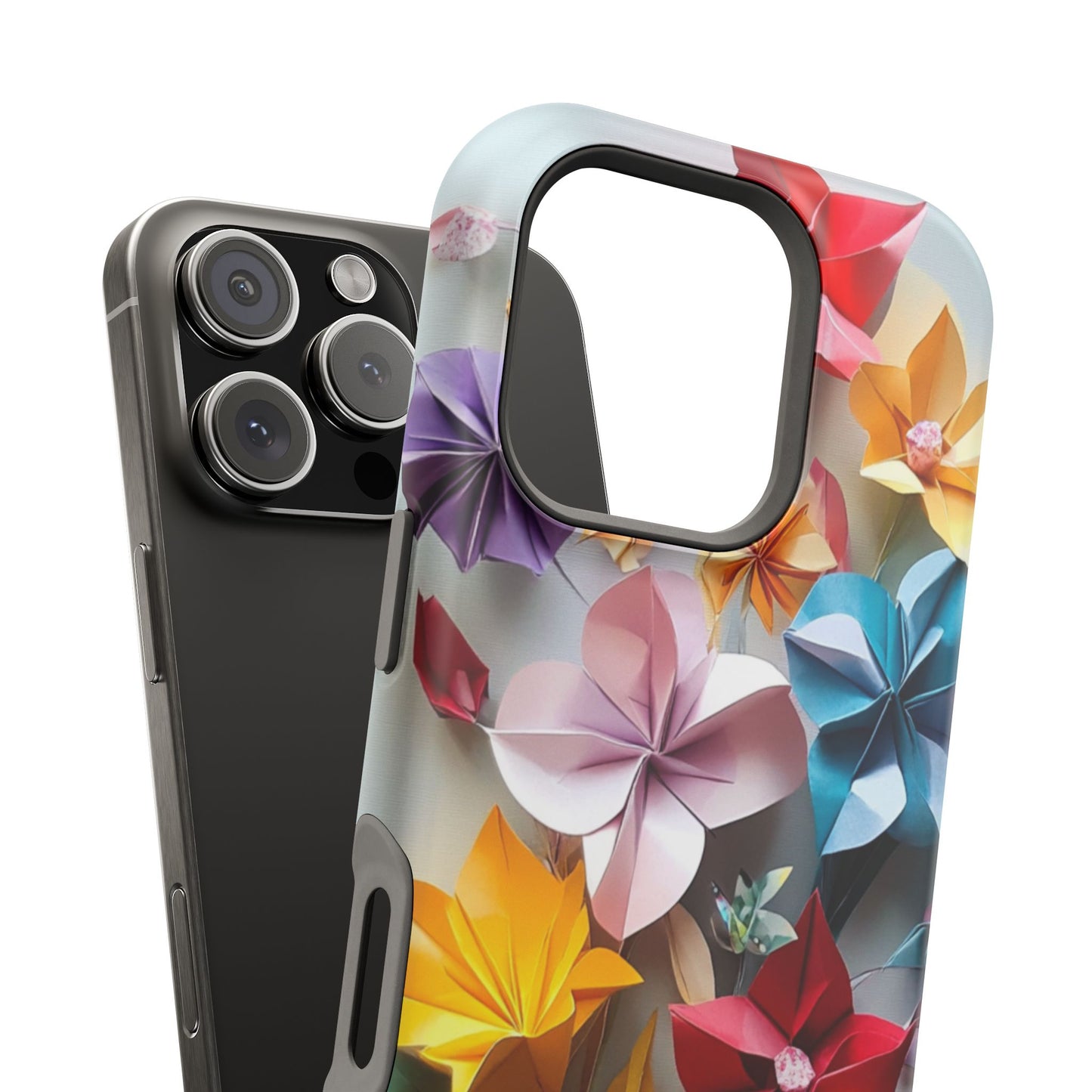 Flower Oragami Effect Magnetic Tough Case, MagSafe, iPhone 16 15 14 13