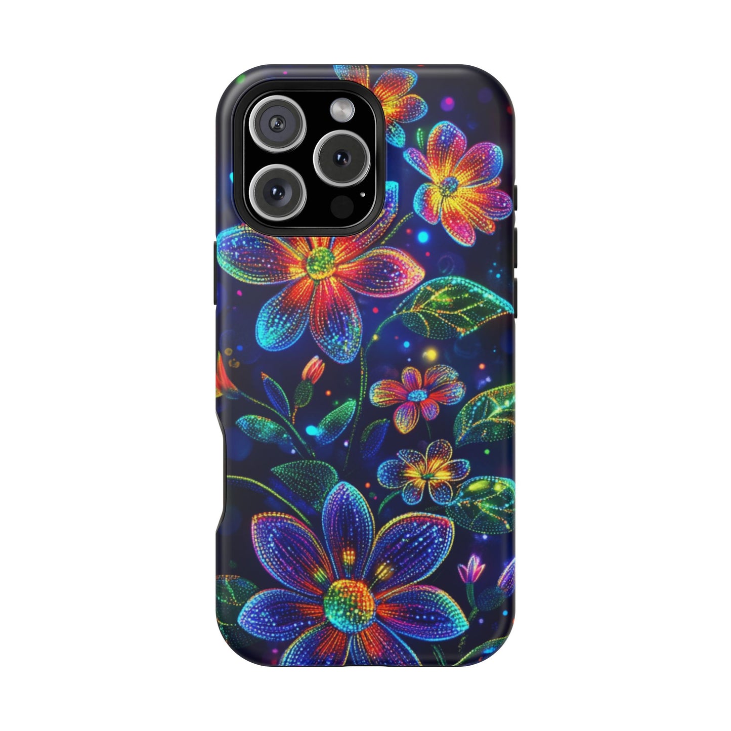 Flower Brite Lite Effect Magnetic Tough Cases, MagSafe, iPhone 16 15 14 13