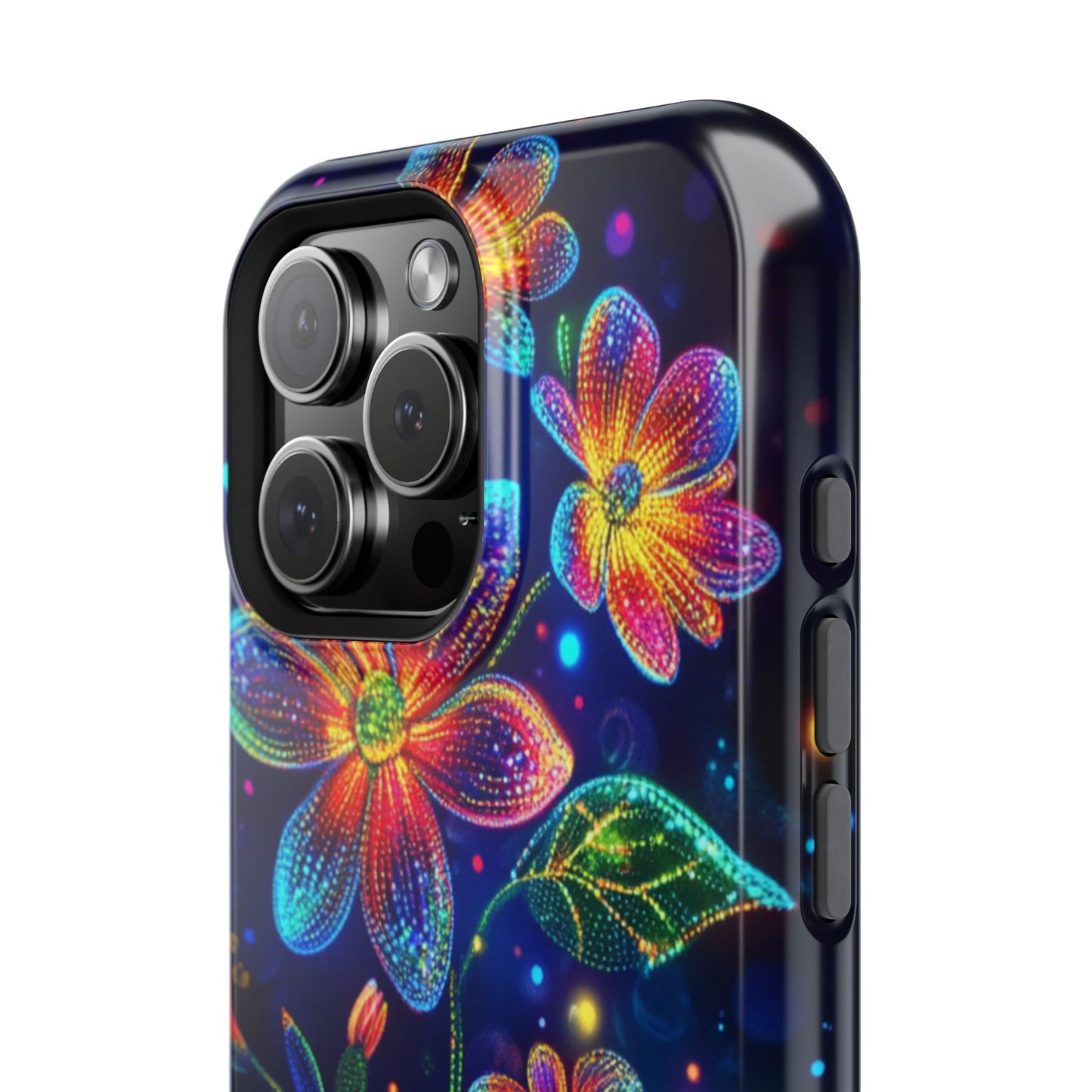 Flower Brite Lite Effect Magnetic Tough Cases, MagSafe, iPhone 16 15 14 13