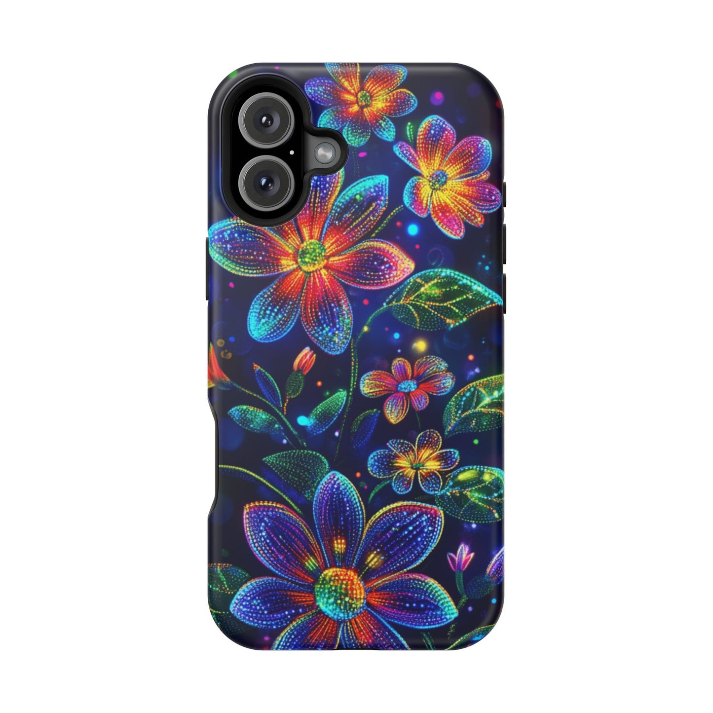 Flower Brite Lite Effect Magnetic Tough Cases, MagSafe, iPhone 16 15 14 13