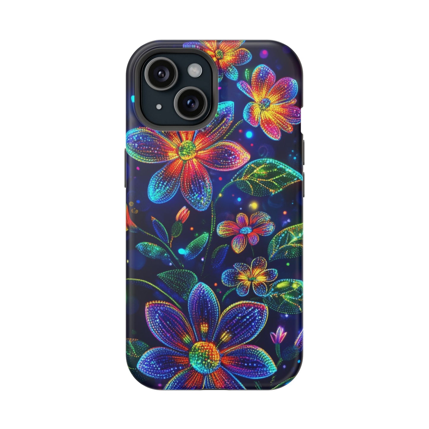 Flower Brite Lite Effect Magnetic Tough Cases, MagSafe, iPhone 16 15 14 13