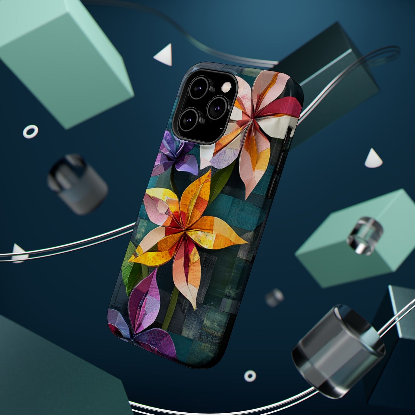 Bright Artistic Flower Magnetic Tough Cases, MagSafe, iPhone 16 15 14 13