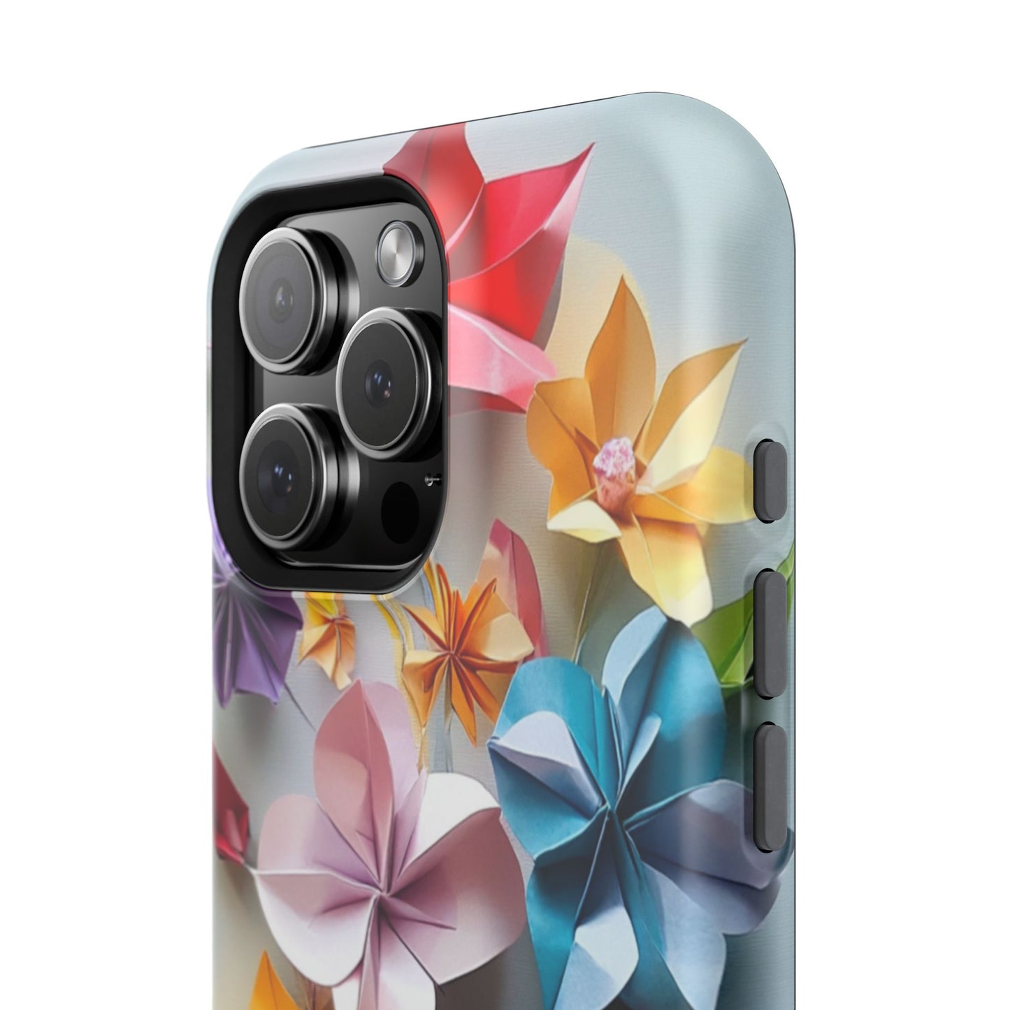 Flower Oragami Effect Magnetic Tough Case, MagSafe, iPhone 16 15 14 13