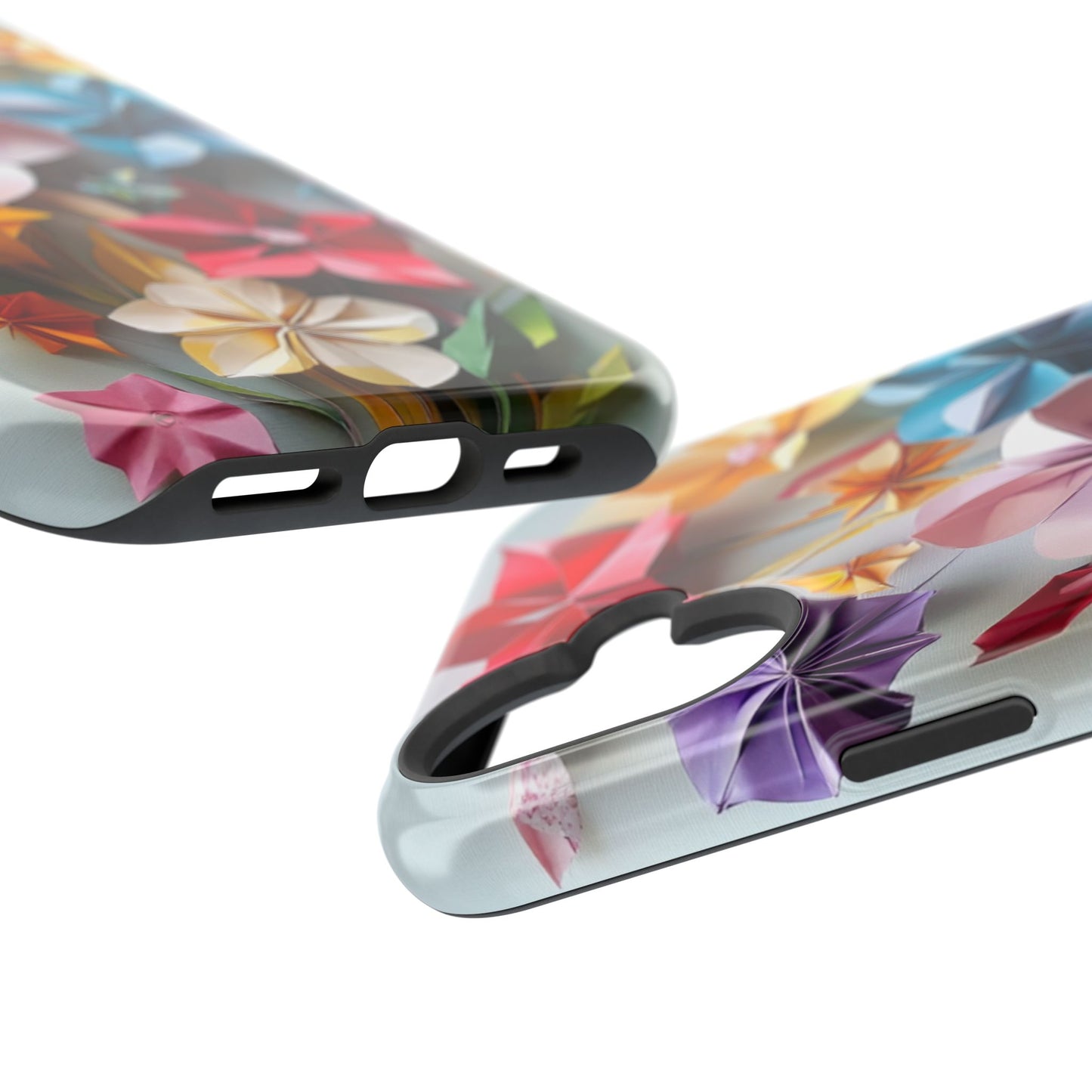 Flower Oragami Effect Magnetic Tough Case, MagSafe, iPhone 16 15 14 13