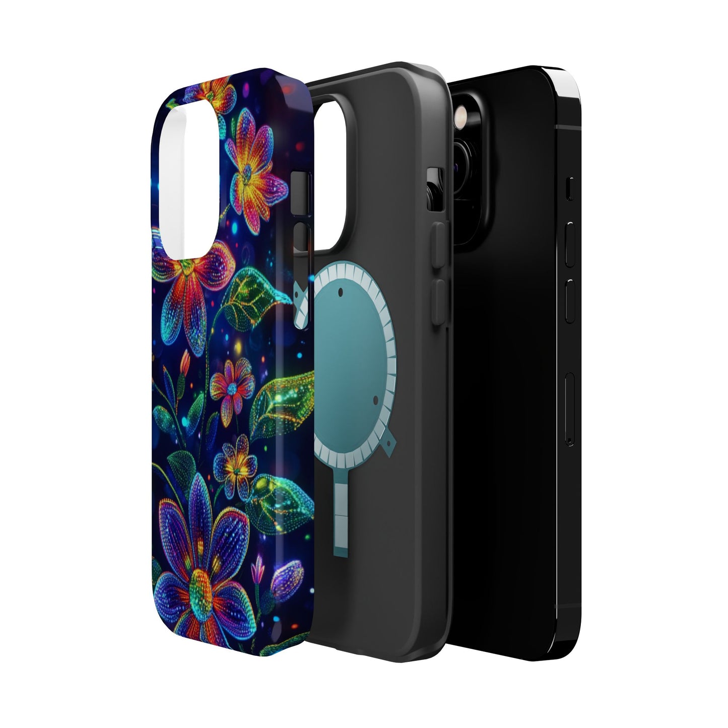 Flower Brite Lite Effect Magnetic Tough Cases, MagSafe, iPhone 16 15 14 13