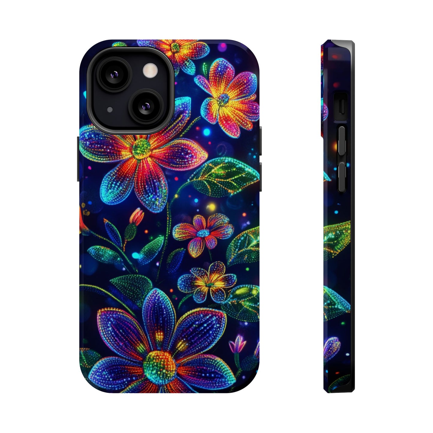 Flower Brite Lite Effect Magnetic Tough Cases, MagSafe, iPhone 16 15 14 13