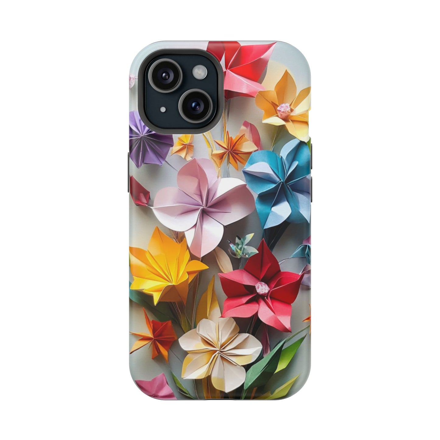 Flower Oragami Effect Magnetic Tough Case, MagSafe, iPhone 16 15 14 13