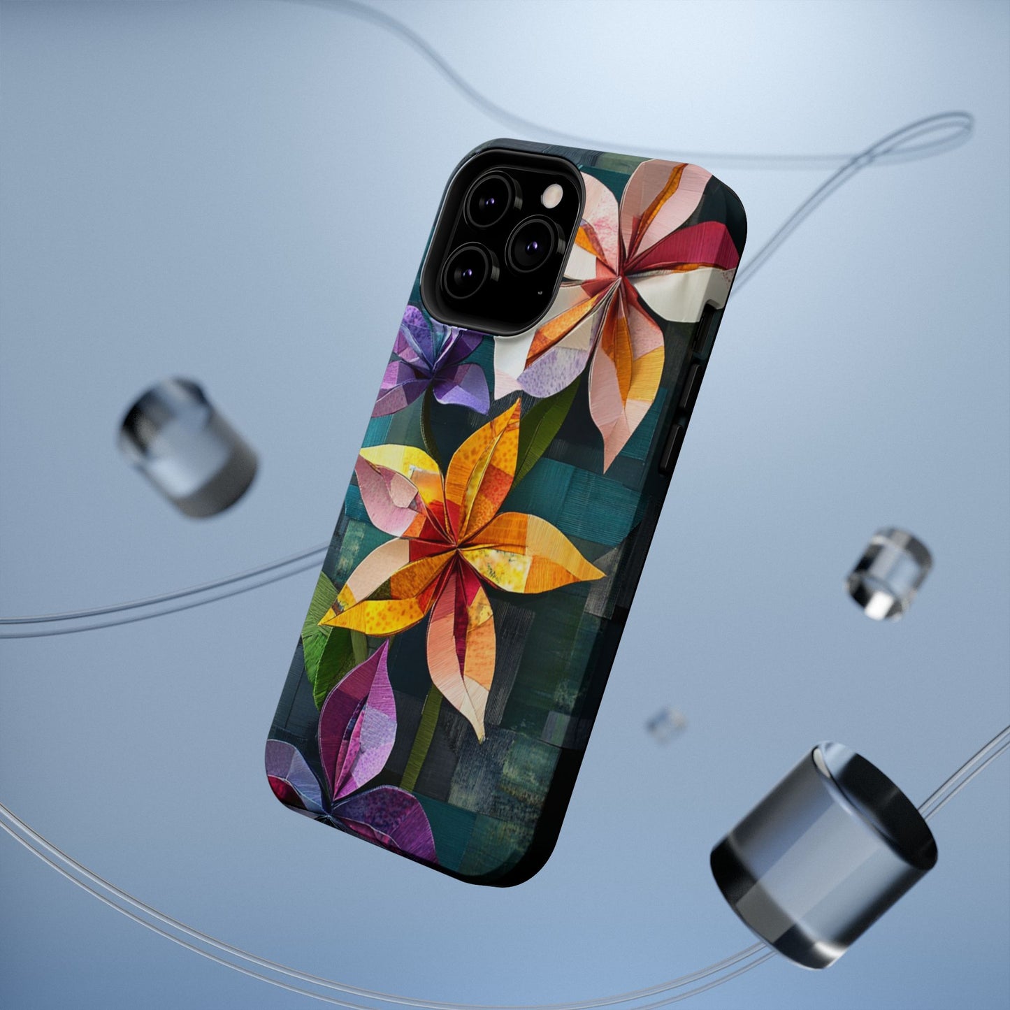 Bright Artistic Flower Magnetic Tough Cases, MagSafe, iPhone 16 15 14 13