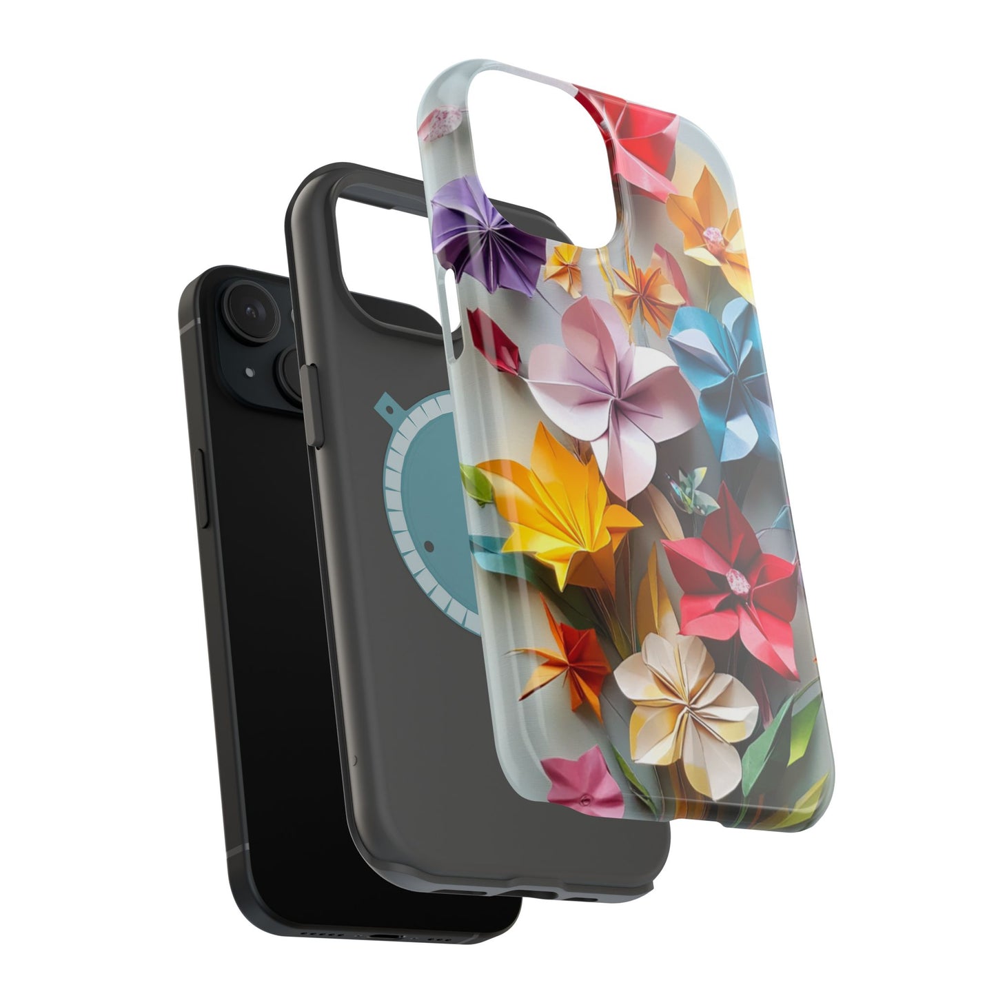 Flower Oragami Effect Magnetic Tough Case, MagSafe, iPhone 16 15 14 13