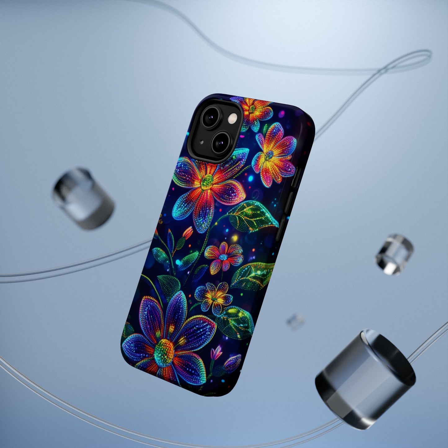 Flower Brite Lite Effect Magnetic Tough Cases, MagSafe, iPhone 16 15 14 13