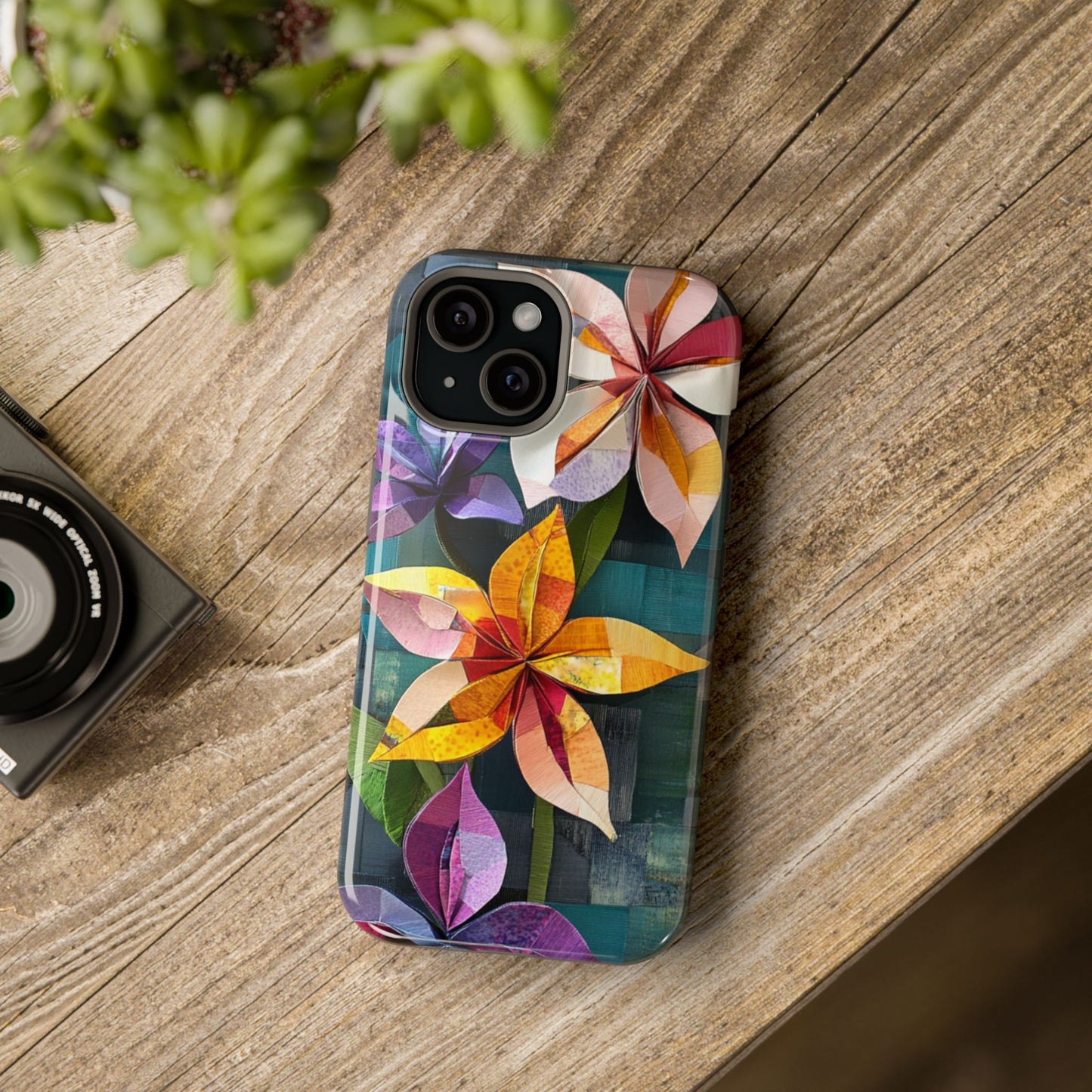 Bright Artistic Flower Magnetic Tough Cases, MagSafe, iPhone 16 15 14 13