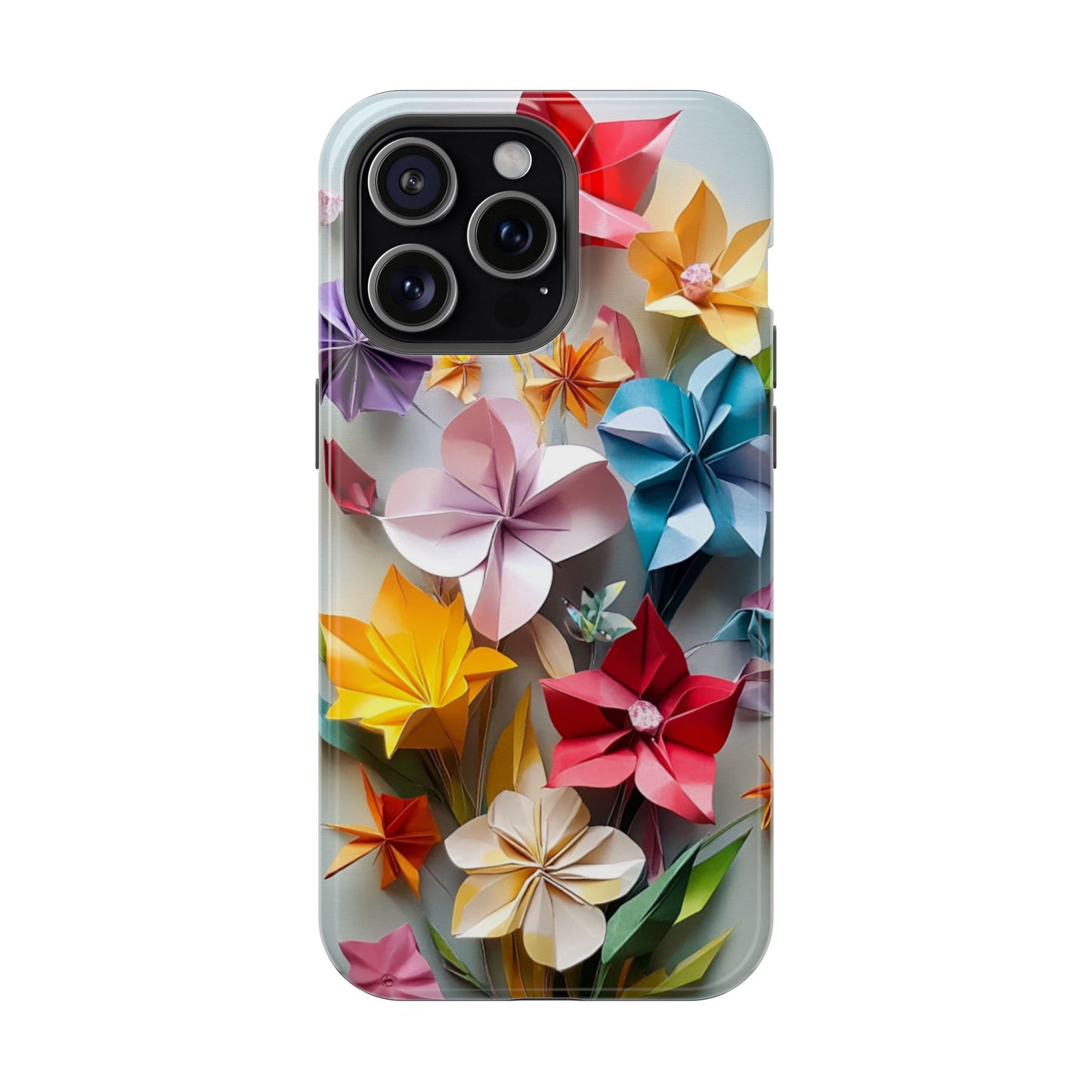 Flower Oragami Effect Magnetic Tough Case, MagSafe, iPhone 16 15 14 13