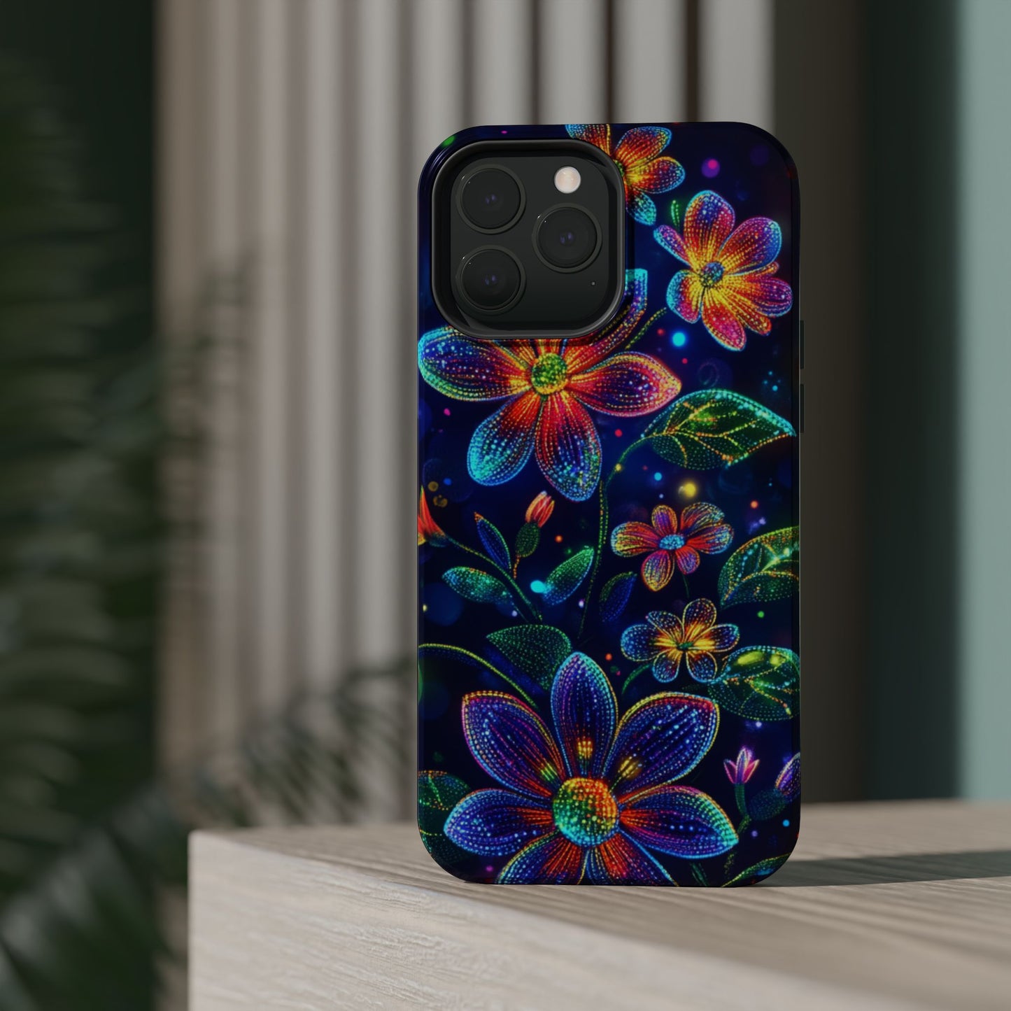 Flower Brite Lite Effect Magnetic Tough Cases, MagSafe, iPhone 16 15 14 13