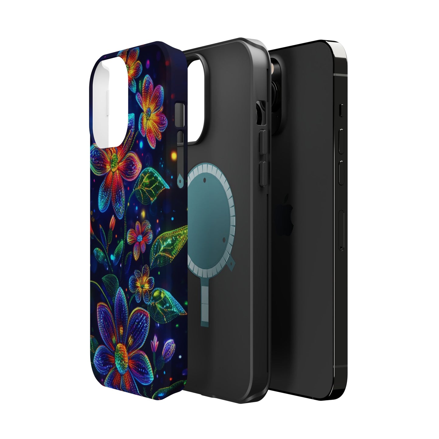 Flower Brite Lite Effect Magnetic Tough Cases, MagSafe, iPhone 16 15 14 13