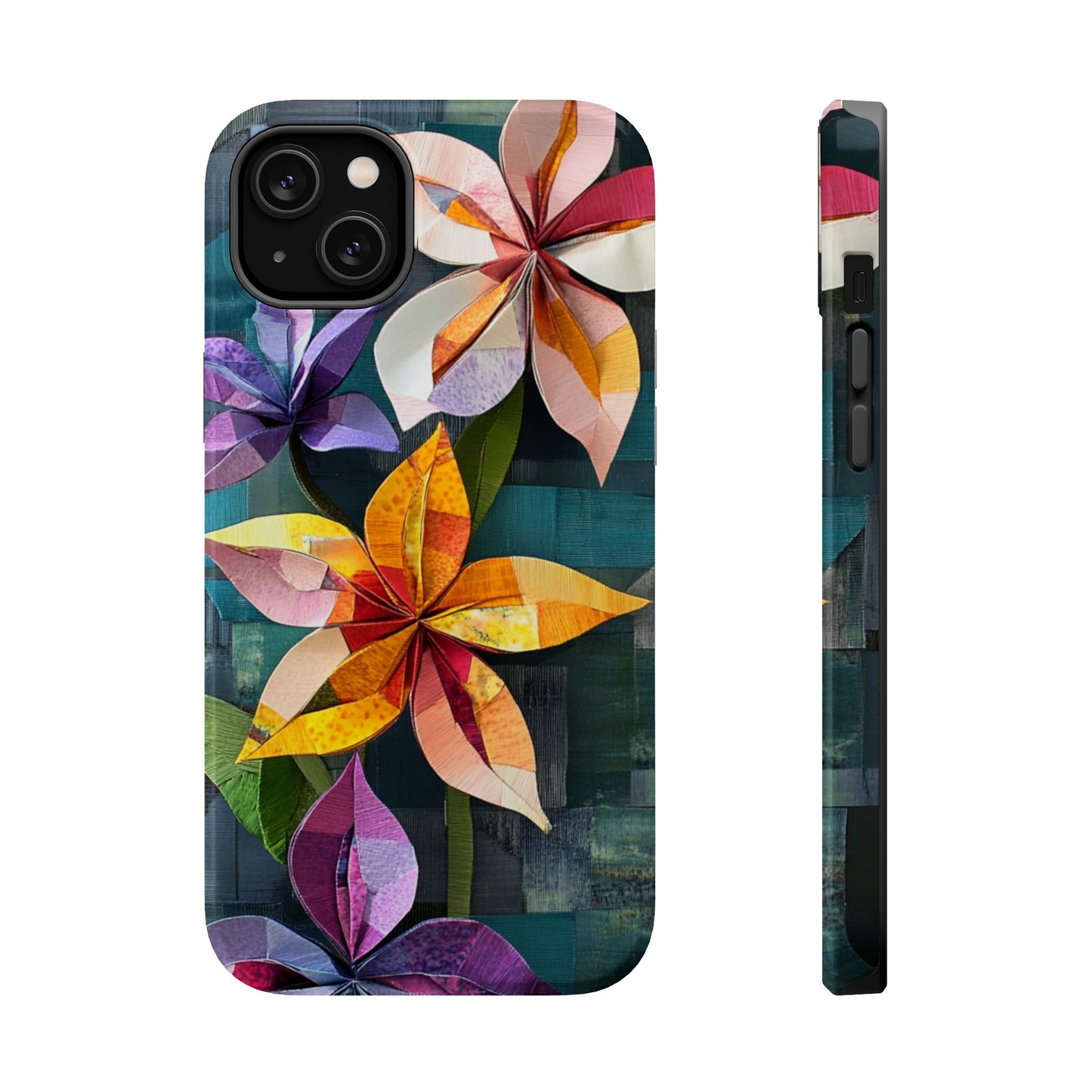 Bright Artistic Flower Magnetic Tough Cases, MagSafe, iPhone 16 15 14 13