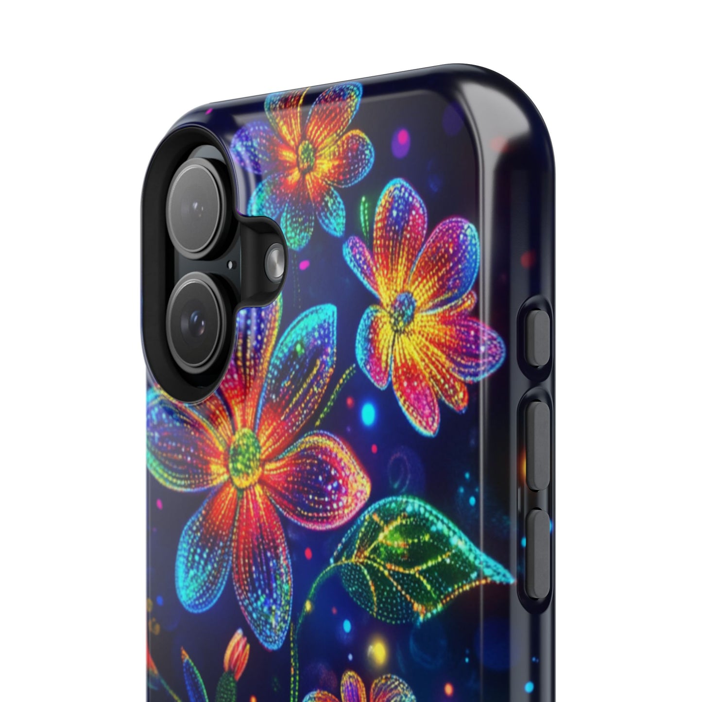 Flower Brite Lite Effect Magnetic Tough Cases, MagSafe, iPhone 16 15 14 13