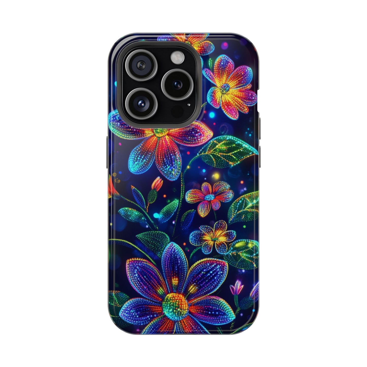 Flower Brite Lite Effect Magnetic Tough Cases, MagSafe, iPhone 16 15 14 13