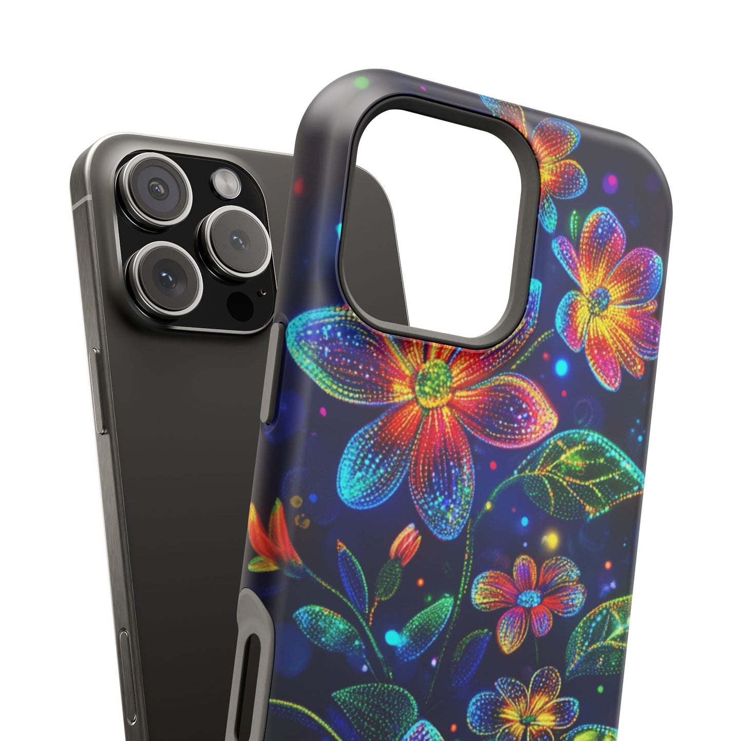 Flower Brite Lite Effect Magnetic Tough Cases, MagSafe, iPhone 16 15 14 13