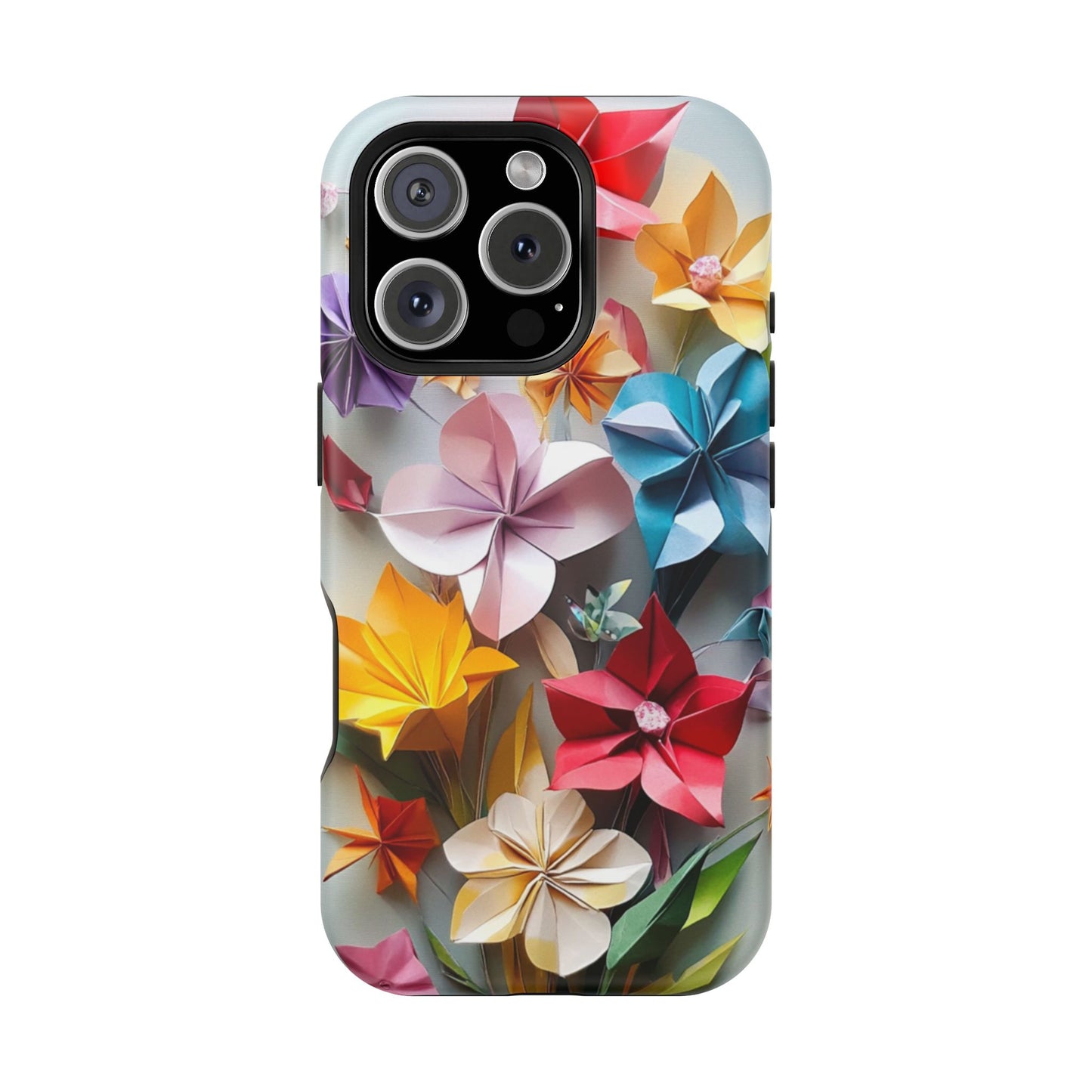 Flower Oragami Effect Magnetic Tough Case, MagSafe, iPhone 16 15 14 13