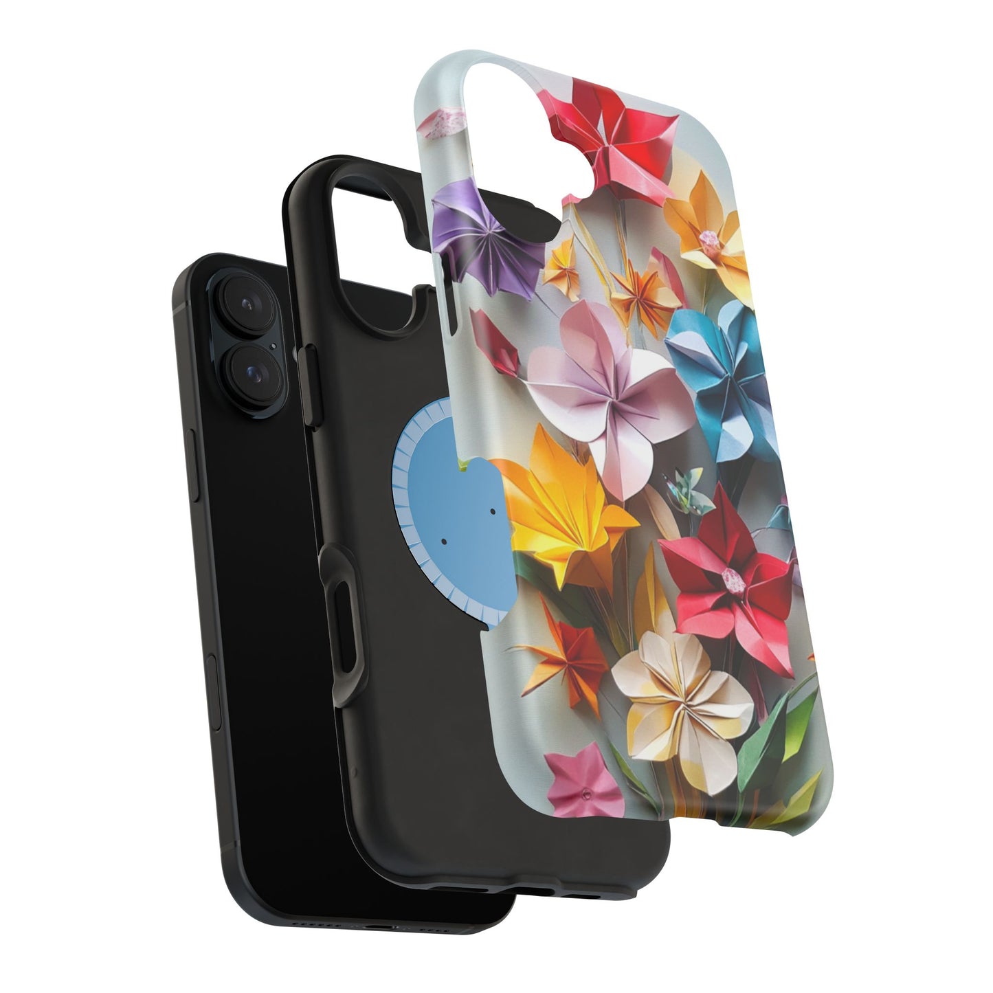 Flower Oragami Effect Magnetic Tough Case, MagSafe, iPhone 16 15 14 13