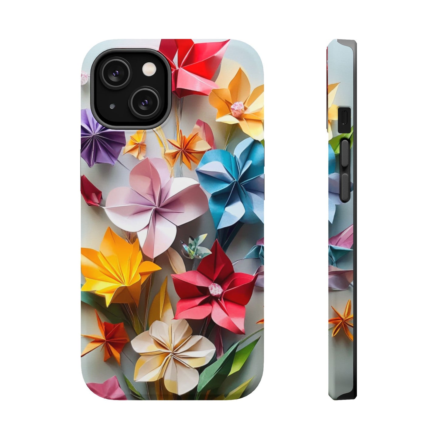 Flower Oragami Effect Magnetic Tough Case, MagSafe, iPhone 16 15 14 13