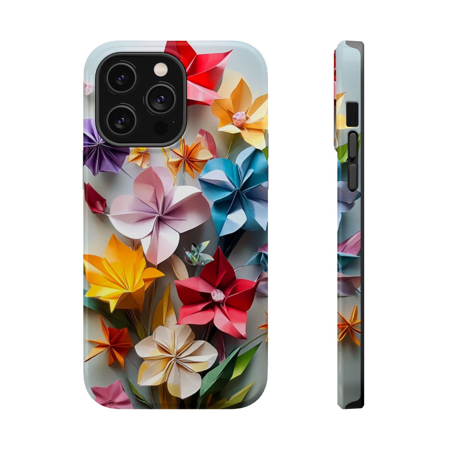 Flower Oragami Effect Magnetic Tough Case, MagSafe, iPhone 16 15 14 13