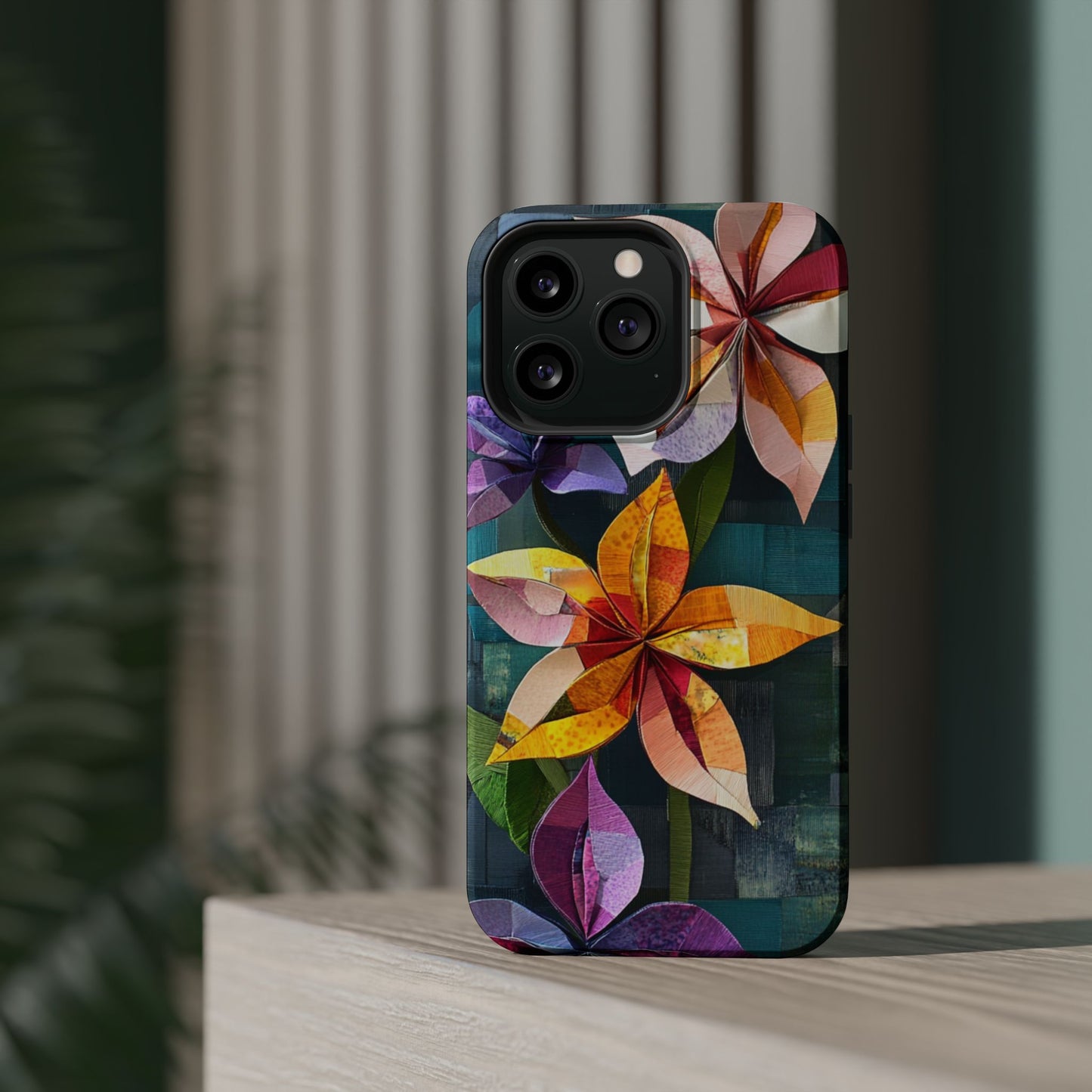 Bright Artistic Flower Magnetic Tough Cases, MagSafe, iPhone 16 15 14 13