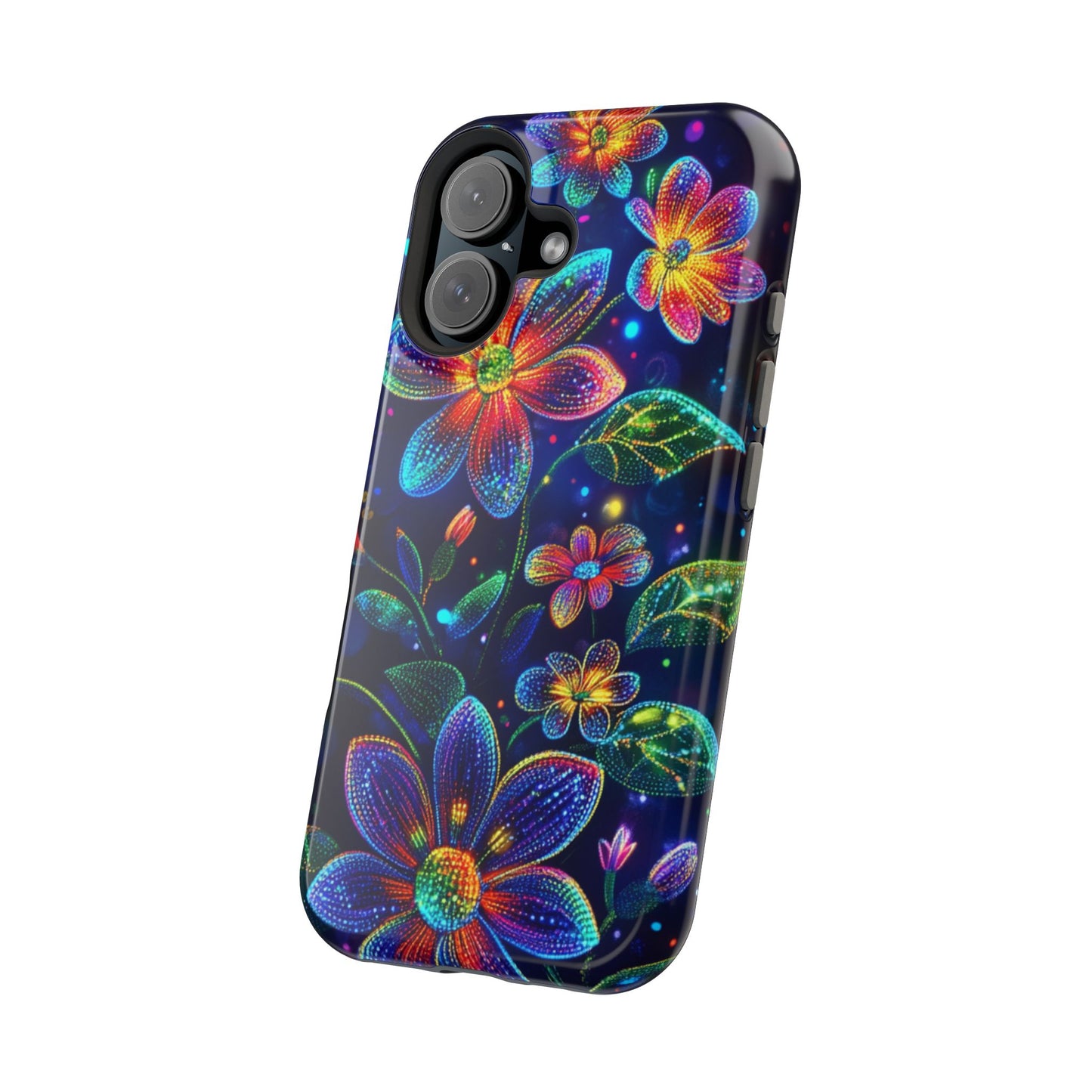 Flower Brite Lite Effect Magnetic Tough Cases, MagSafe, iPhone 16 15 14 13