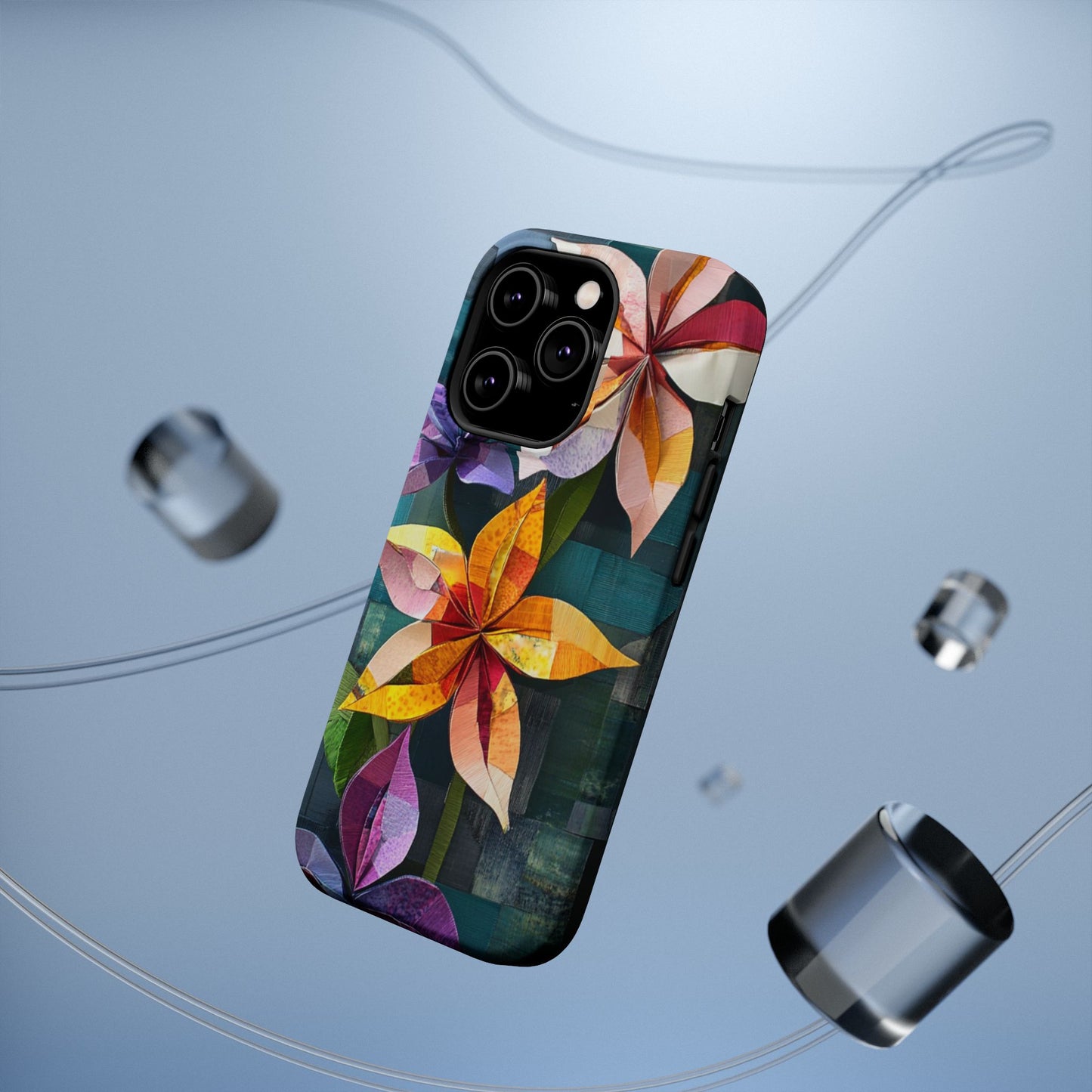 Bright Artistic Flower Magnetic Tough Cases, MagSafe, iPhone 16 15 14 13