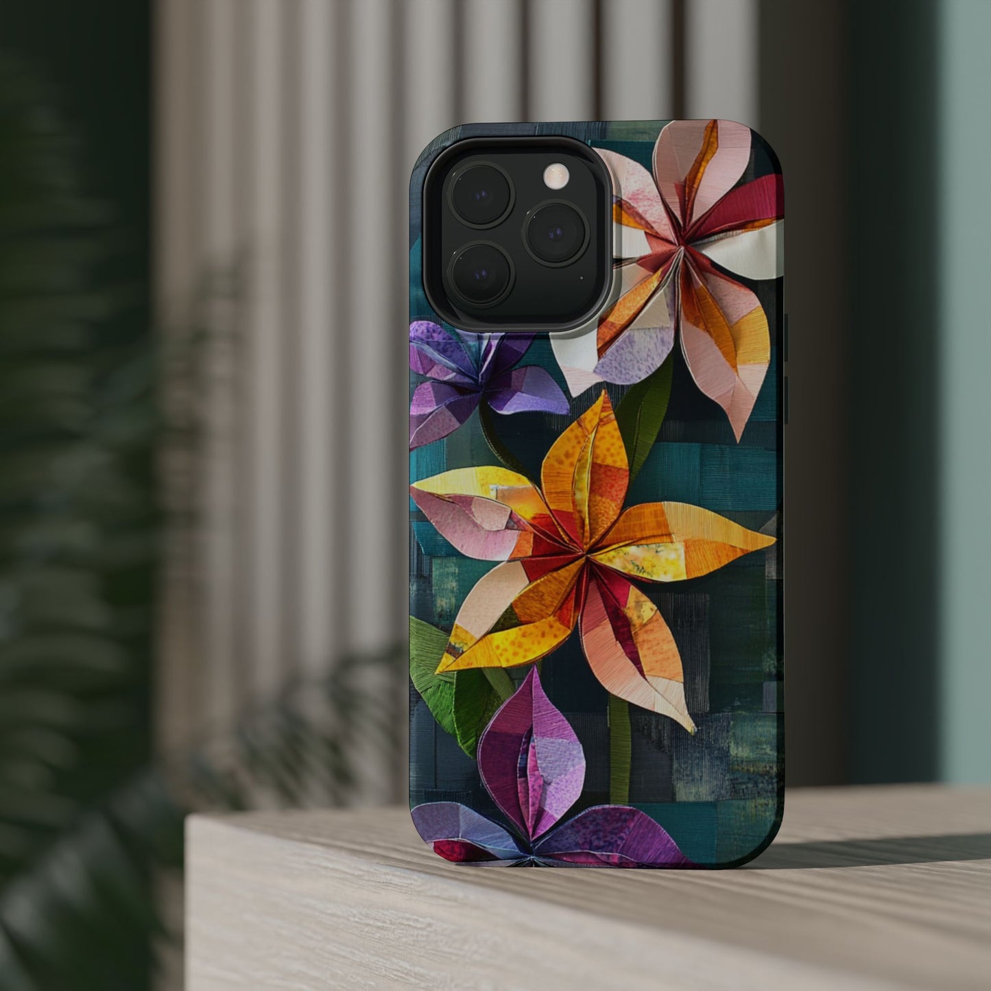 Bright Artistic Flower Magnetic Tough Cases, MagSafe, iPhone 16 15 14 13