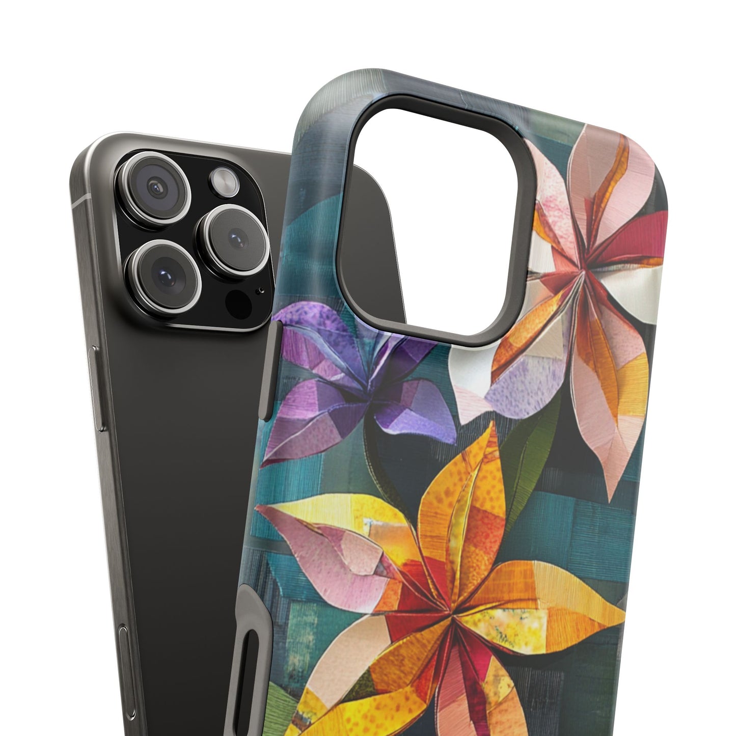 Bright Artistic Flower Magnetic Tough Cases, MagSafe, iPhone 16 15 14 13