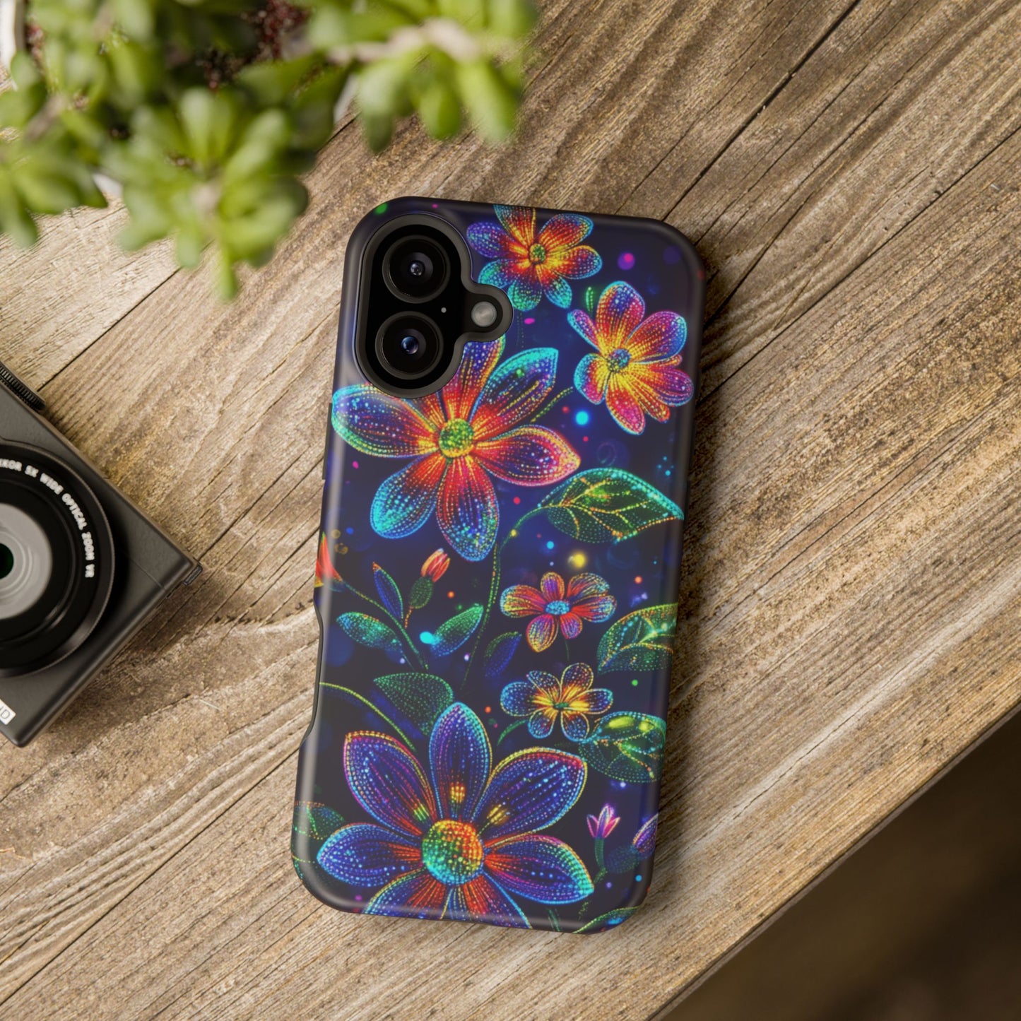 Flower Brite Lite Effect Magnetic Tough Cases, MagSafe, iPhone 16 15 14 13