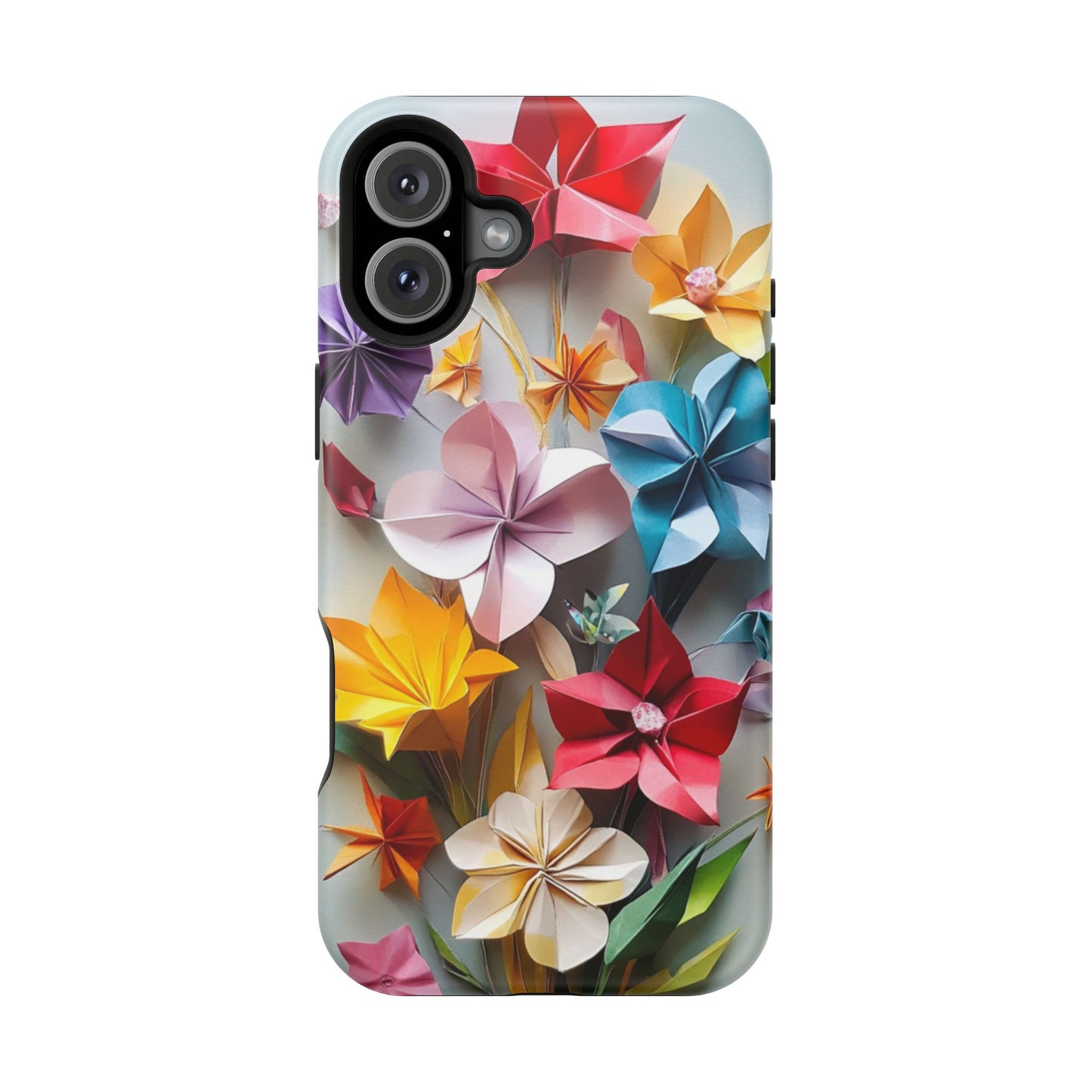 Flower Oragami Effect Magnetic Tough Case, MagSafe, iPhone 16 15 14 13