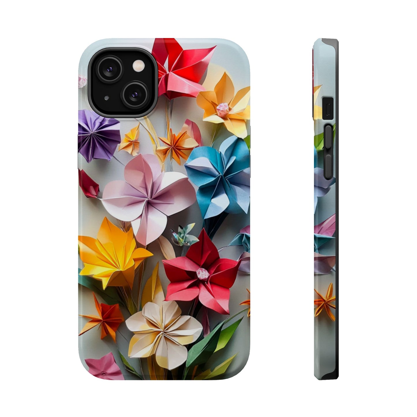 Flower Oragami Effect Magnetic Tough Case, MagSafe, iPhone 16 15 14 13