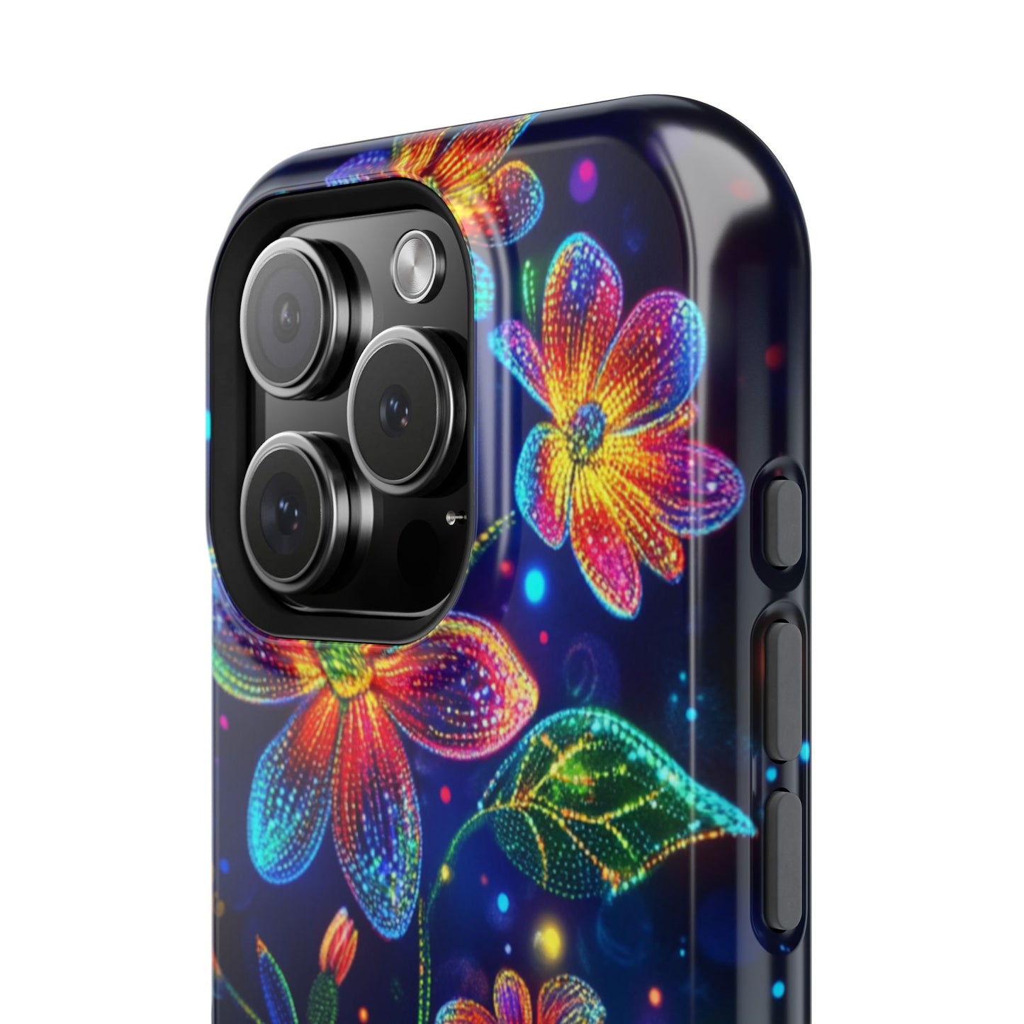 Flower Brite Lite Effect Magnetic Tough Cases, MagSafe, iPhone 16 15 14 13