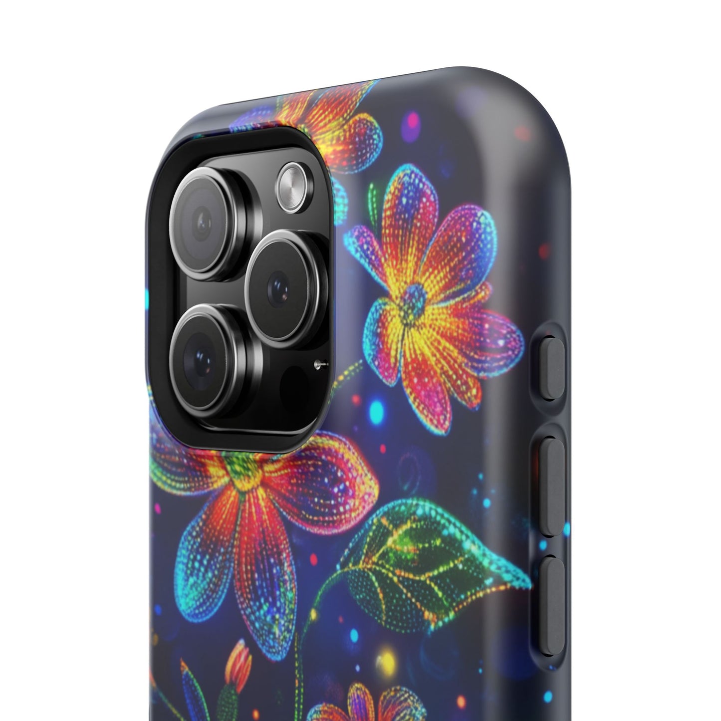 Flower Brite Lite Effect Magnetic Tough Cases, MagSafe, iPhone 16 15 14 13