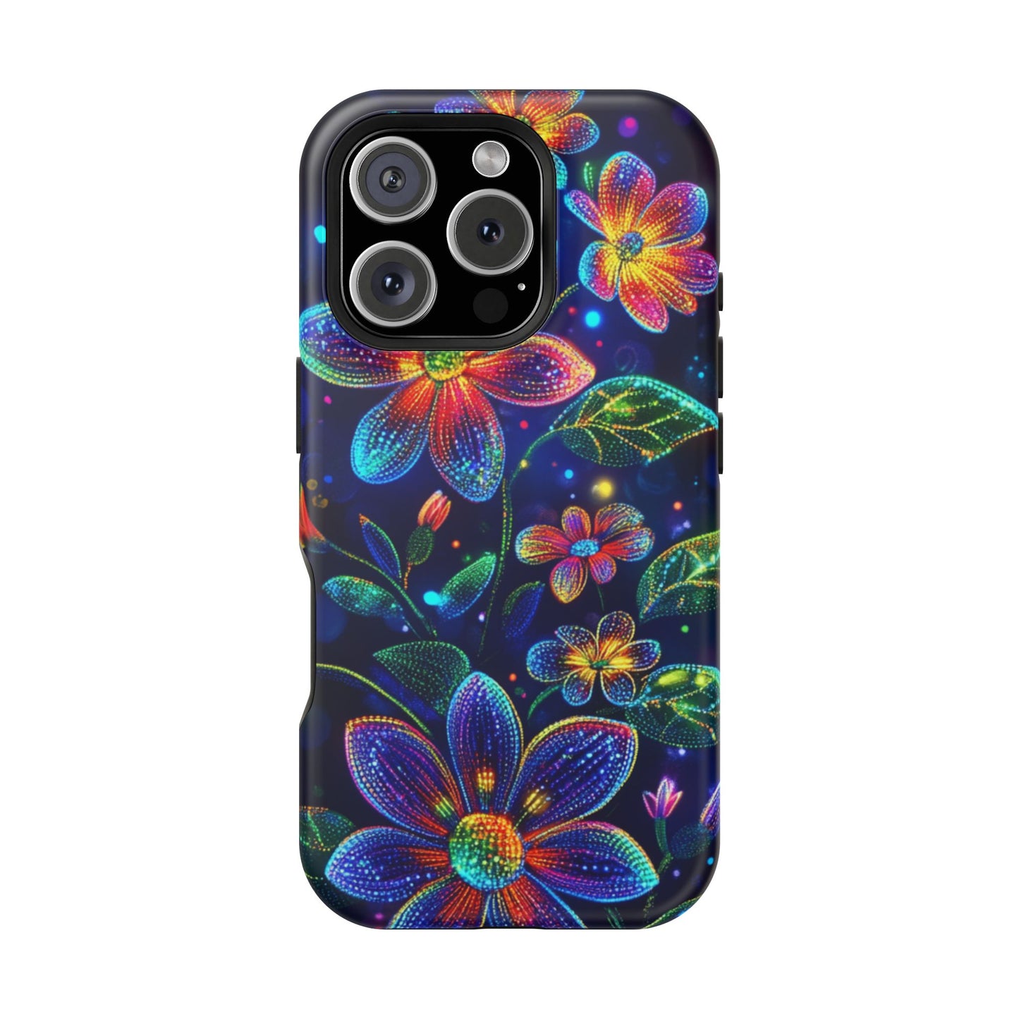 Flower Brite Lite Effect Magnetic Tough Cases, MagSafe, iPhone 16 15 14 13