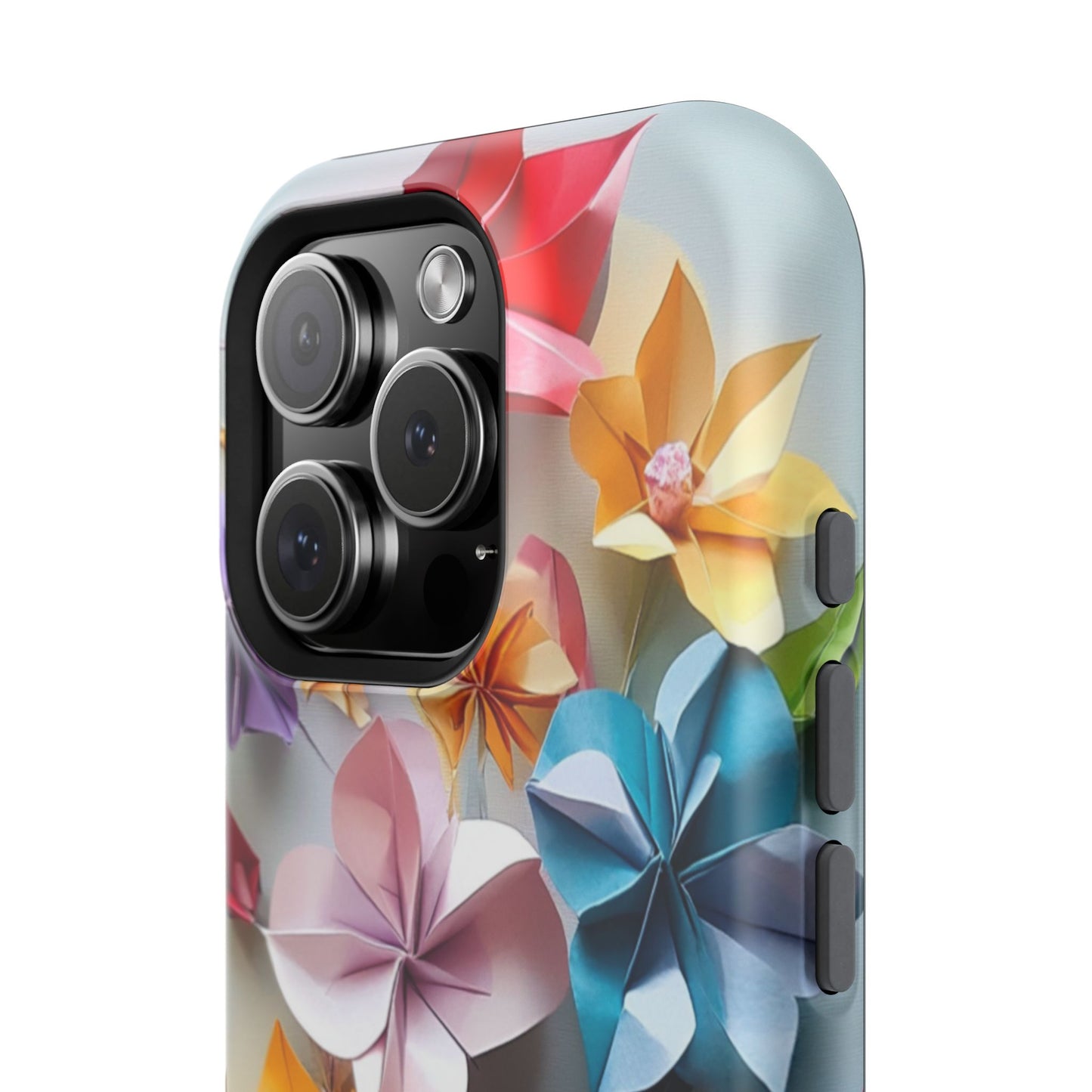 Flower Oragami Effect Magnetic Tough Case, MagSafe, iPhone 16 15 14 13