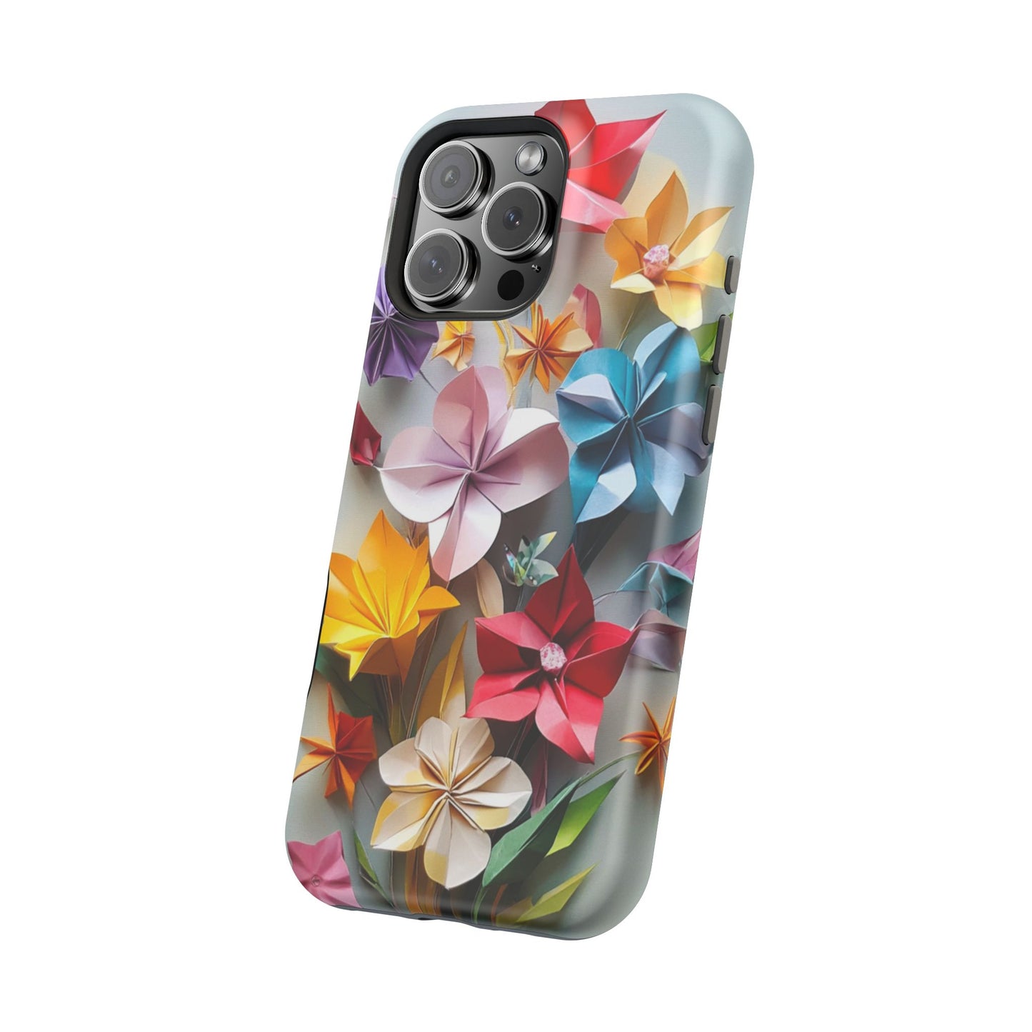 Flower Oragami Effect Magnetic Tough Case, MagSafe, iPhone 16 15 14 13